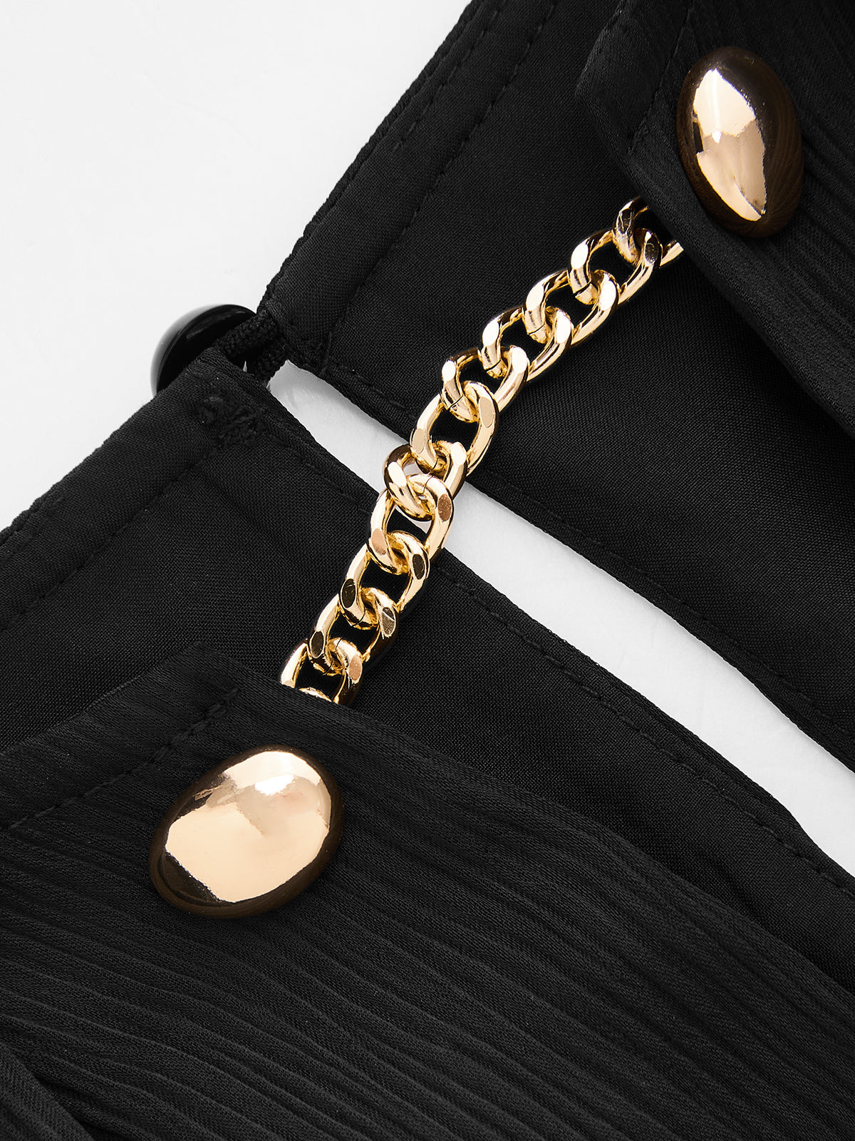 Chain Detail V-Neck Flutter Sleeve Bodysuit