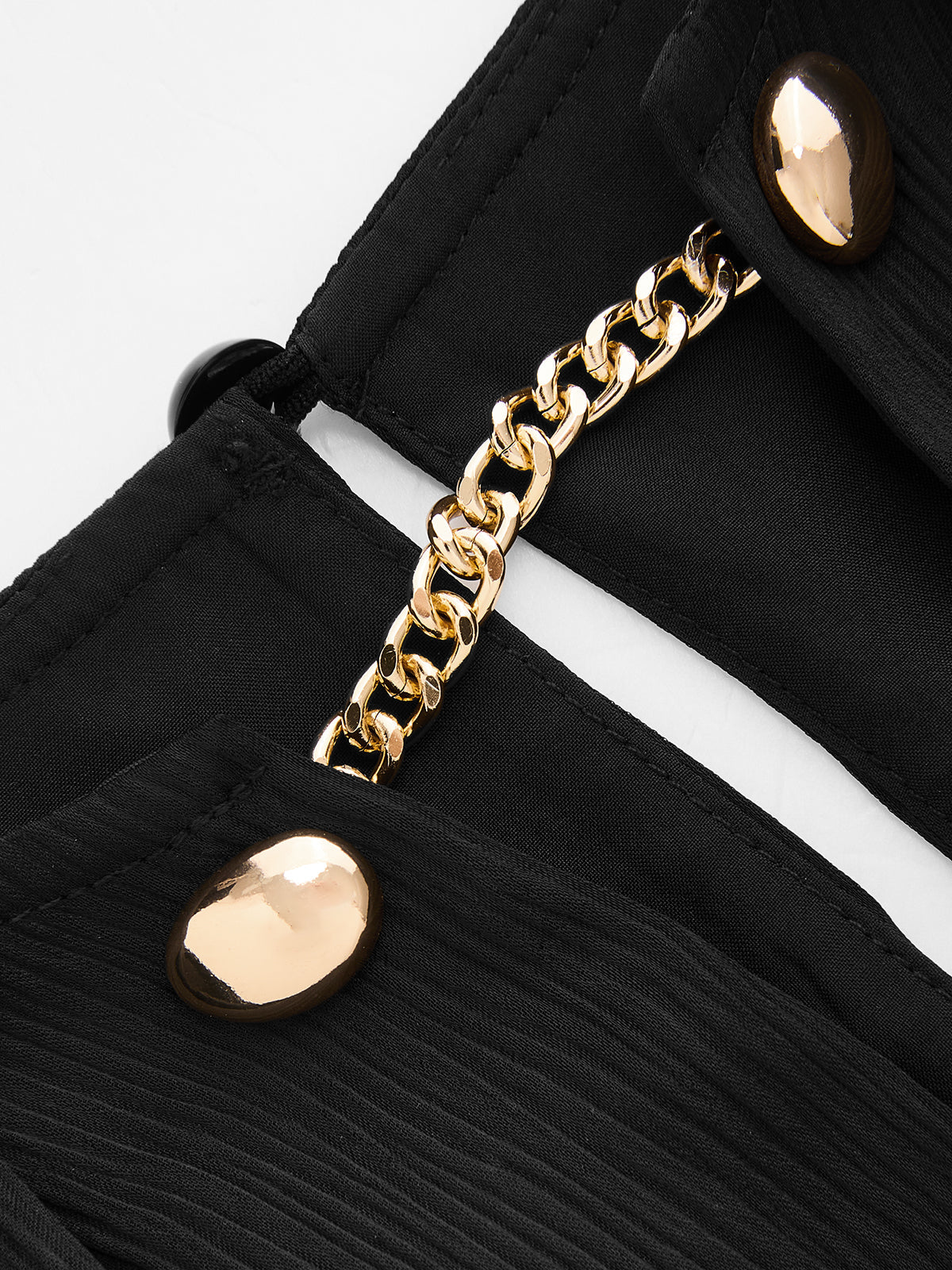 Chain Detail V-Neck Flutter Sleeve Bodysuit