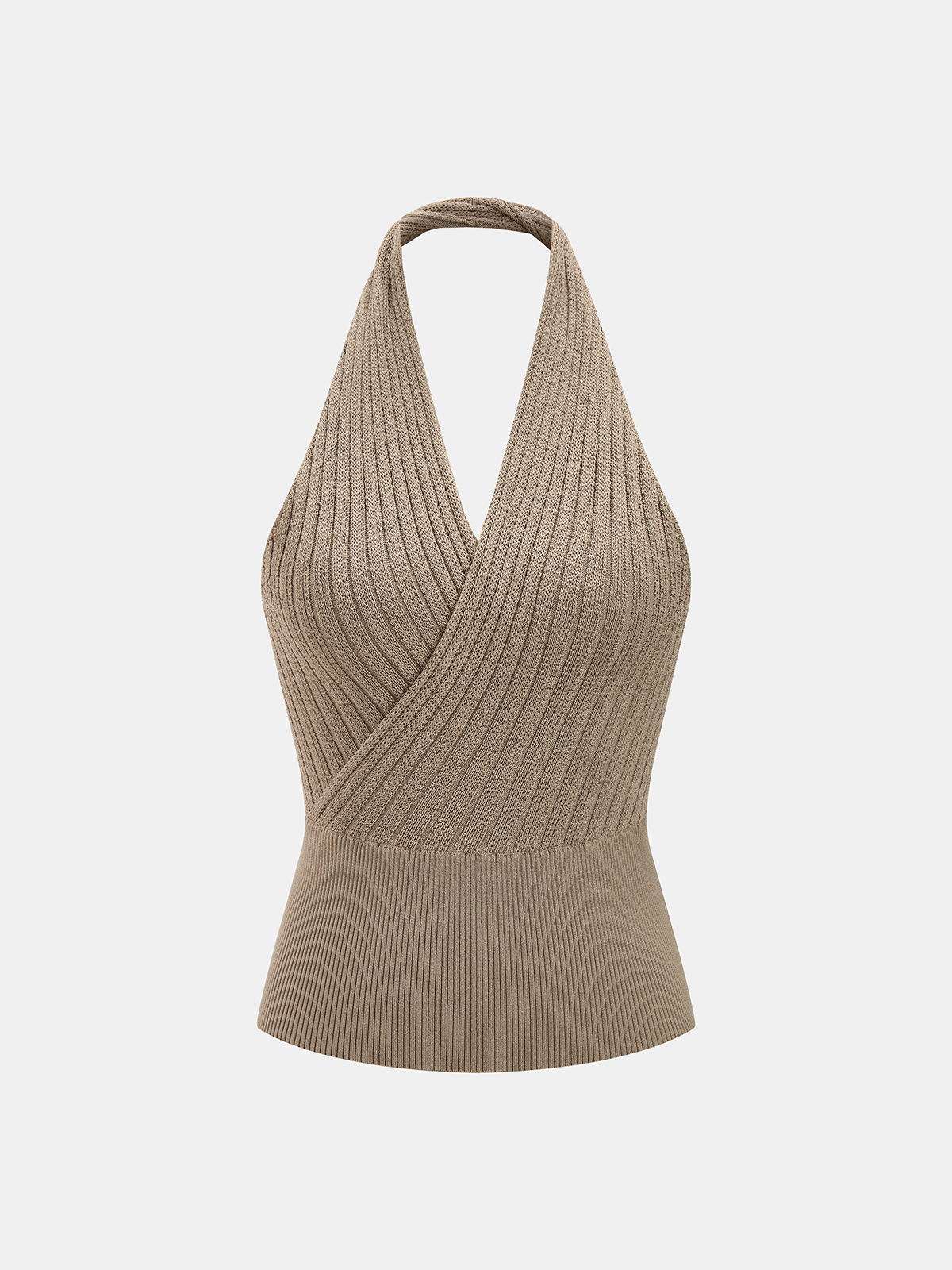 Halter Ribbed Wrap Knit Vest
