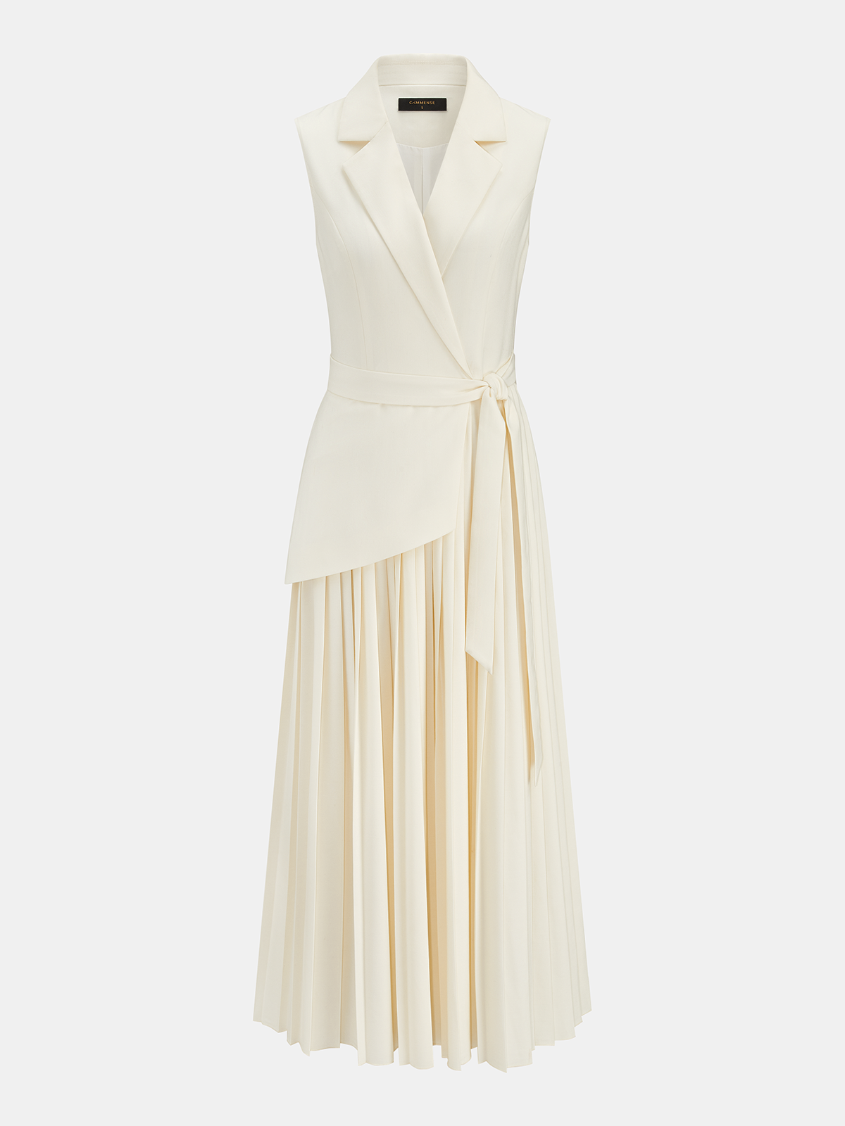 Ärmelloses plissiertes Blazer-Kleid mit Gürtel