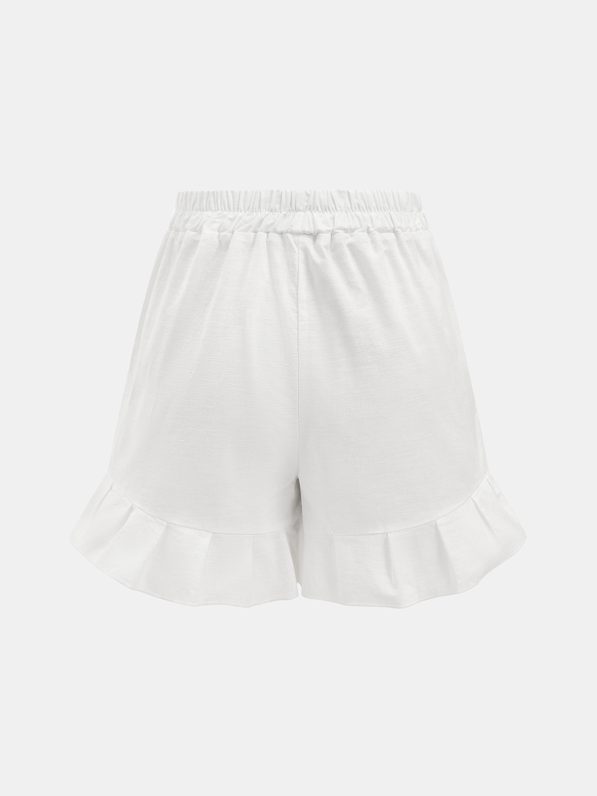 Set aus Baumwollbluse mit Bindegürtel und Rüschenshorts
