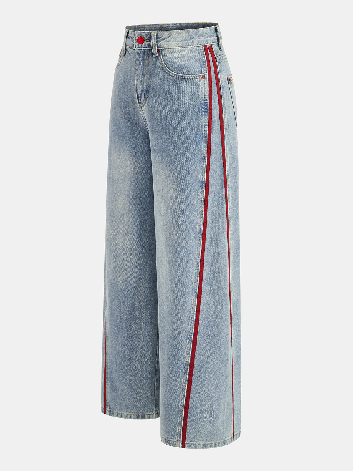 Jeans mit Seitenstreifen und geschwungenem Bein