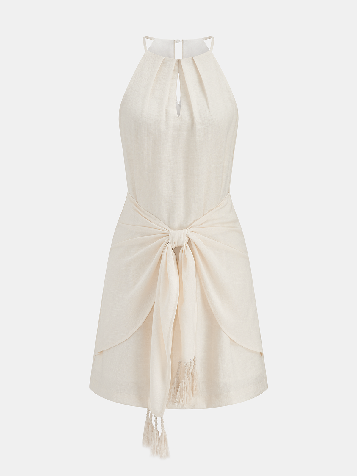 Halter Neck Tassel Knotted Mini Dress