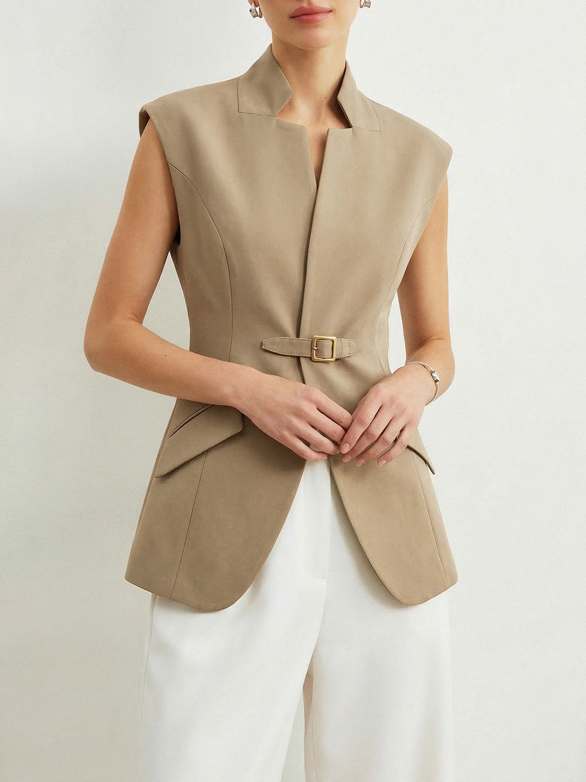 Gilet de blazer à revers cranté et boucle