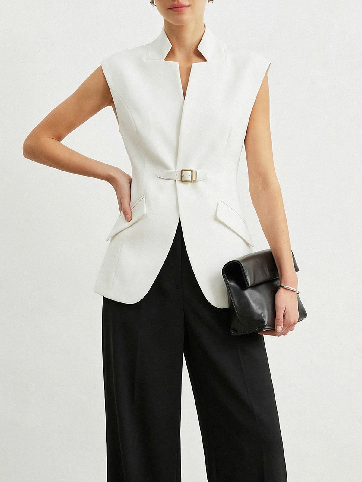 Gilet de blazer à revers cranté et boucle