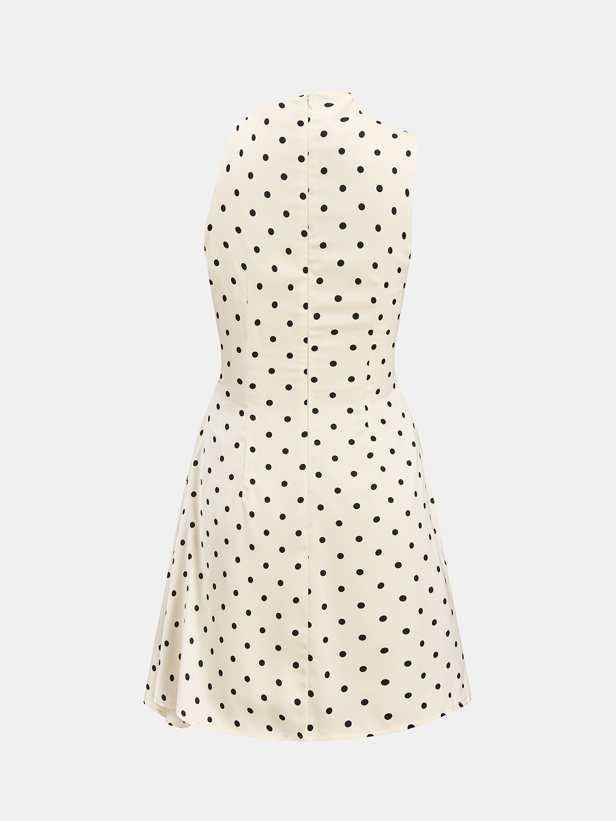 Gepunktetes ärmelloses, gerafftes Minikleid
