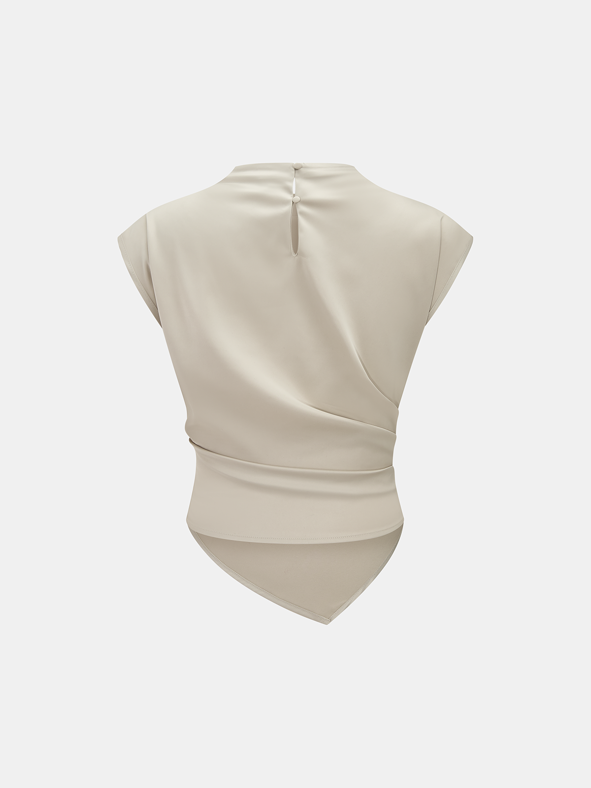 Asymmetrical Draped Ruched Satin Blouse