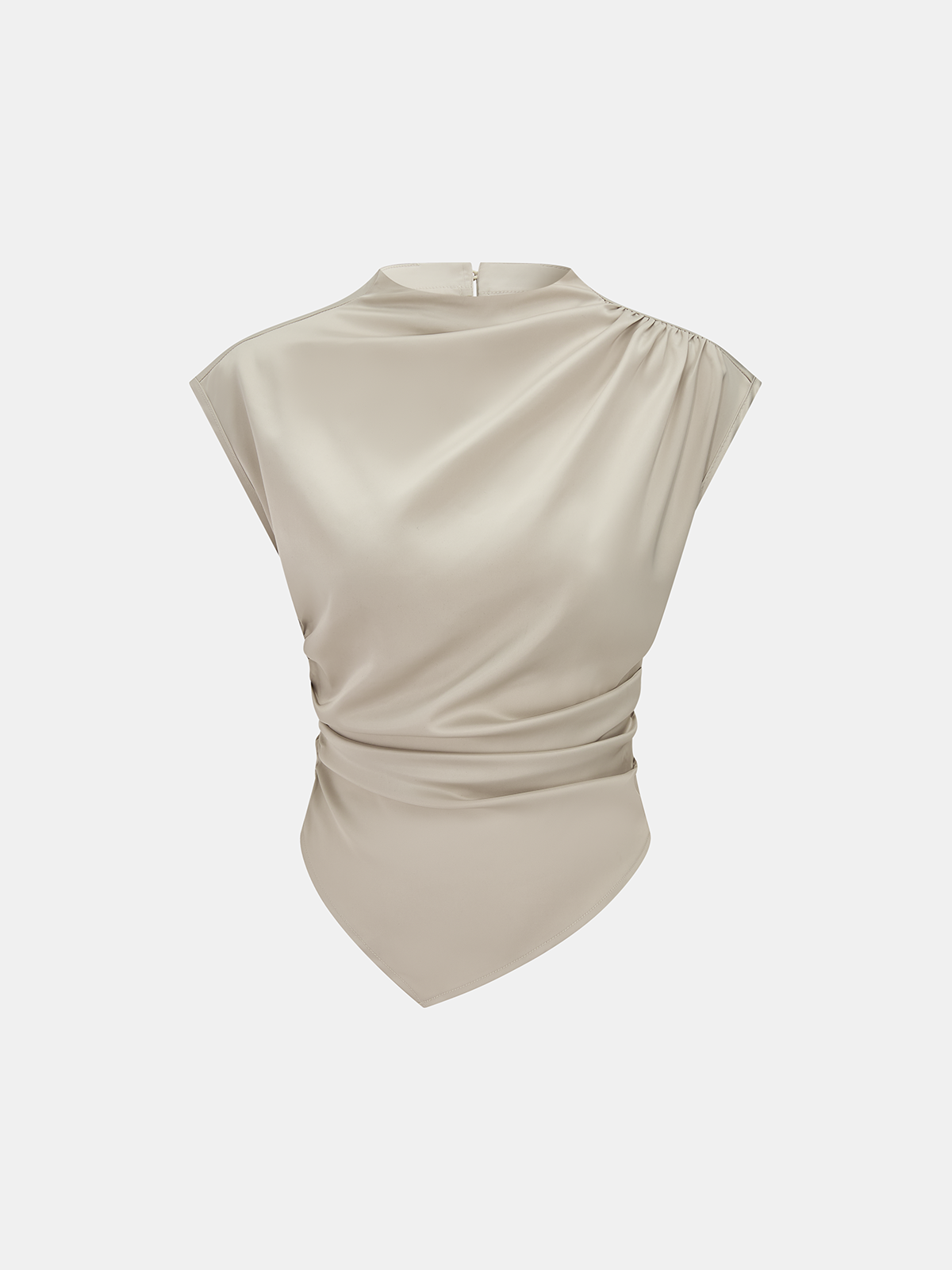 Asymmetrische drapierte geraffte Satinbluse