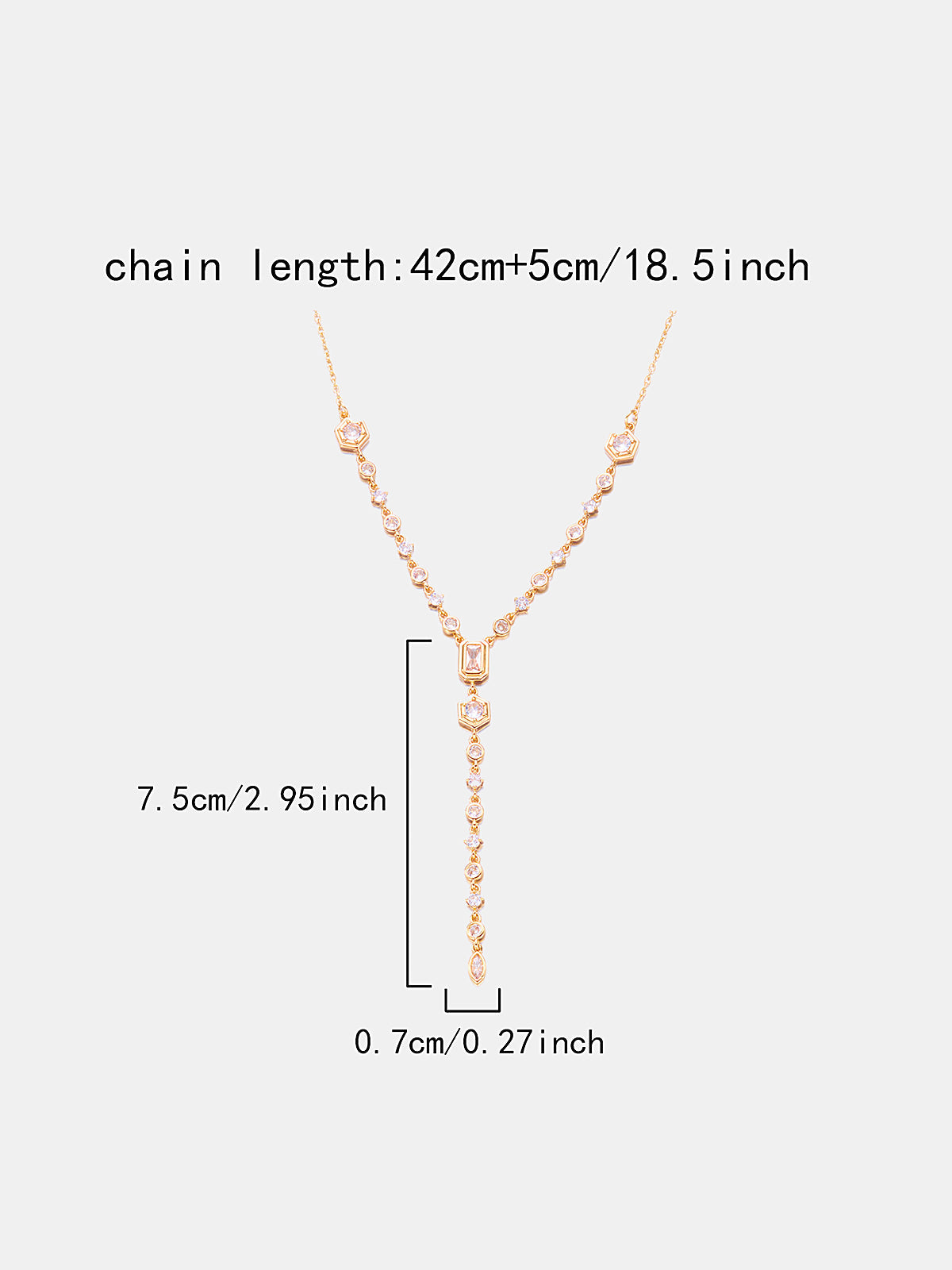Geometric Zircon Y-Drop Lariat Necklace