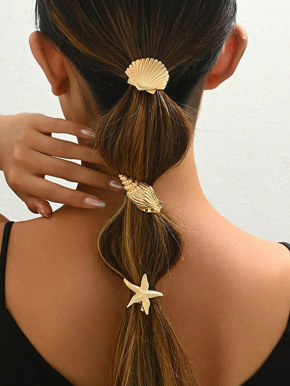 3 Pcs Shell Conch Starfish Hair Clips