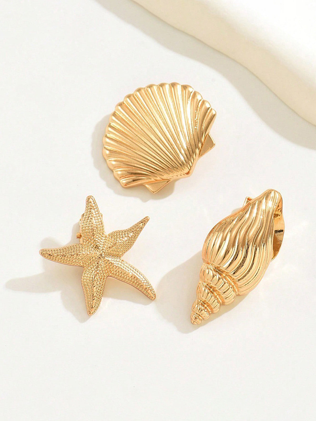 3 Pcs Shell Conch Starfish Hair Clips