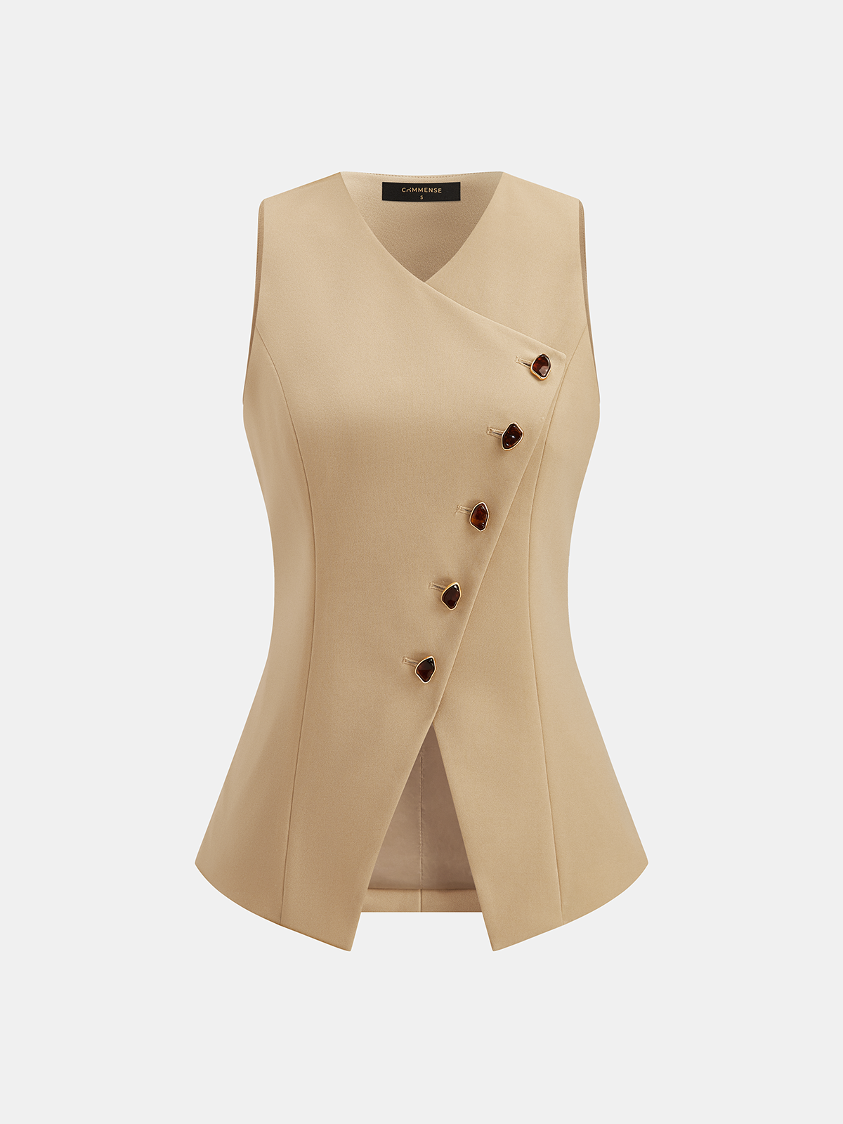 Slim Fit Amber Button Asymmetrical Vest