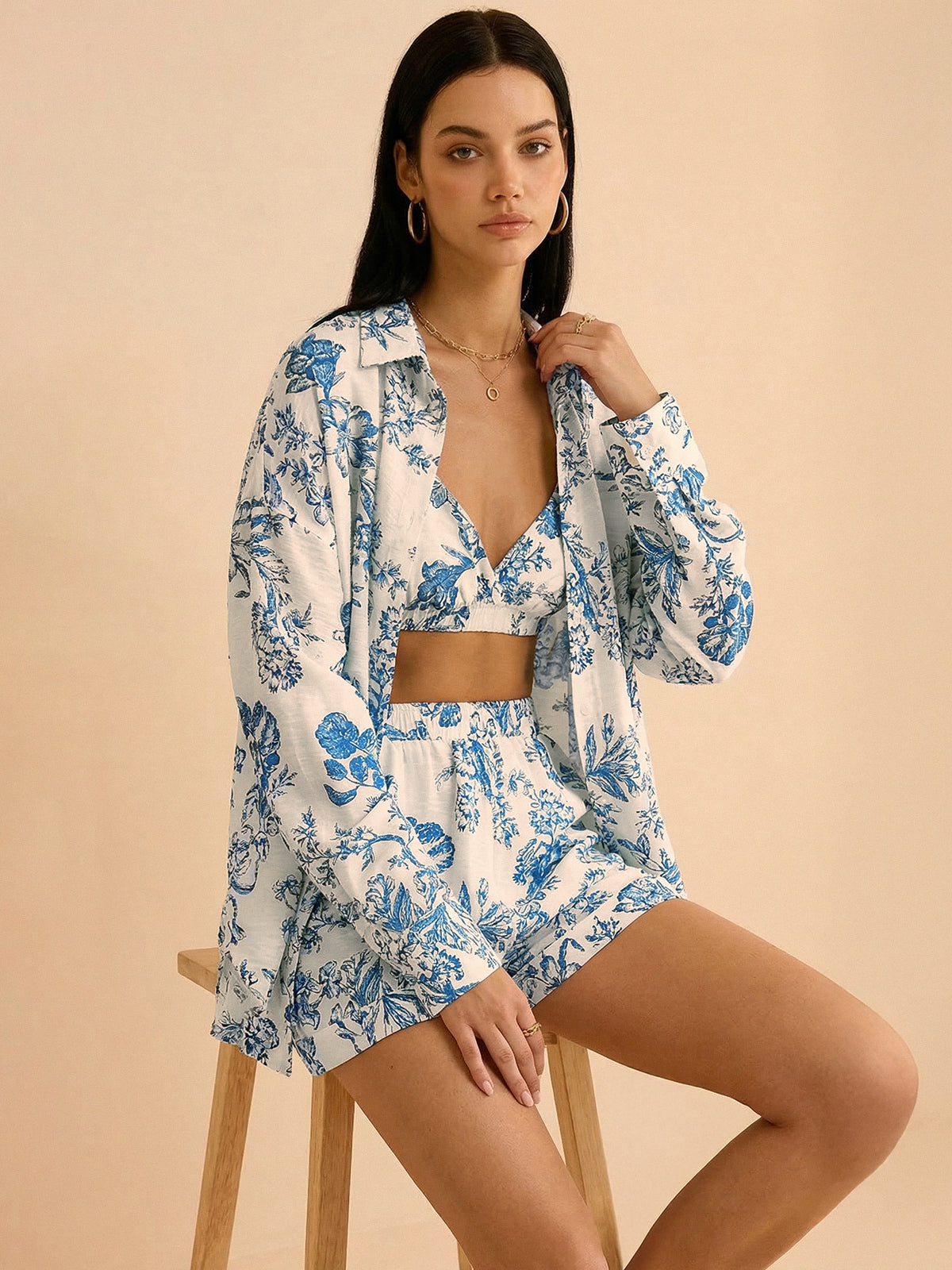 Floral Print Three-Piece Set