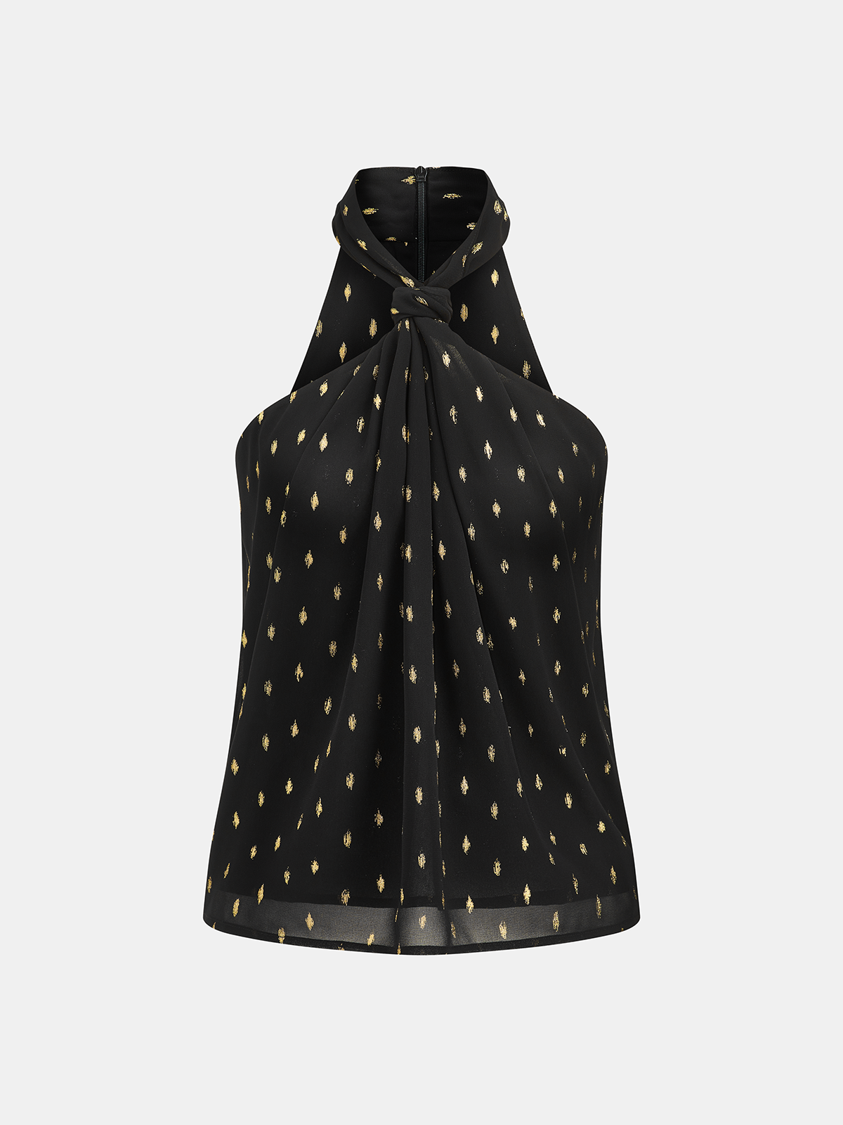 Metallic Polka Dot Sheer Chiffon Halter Neck Top