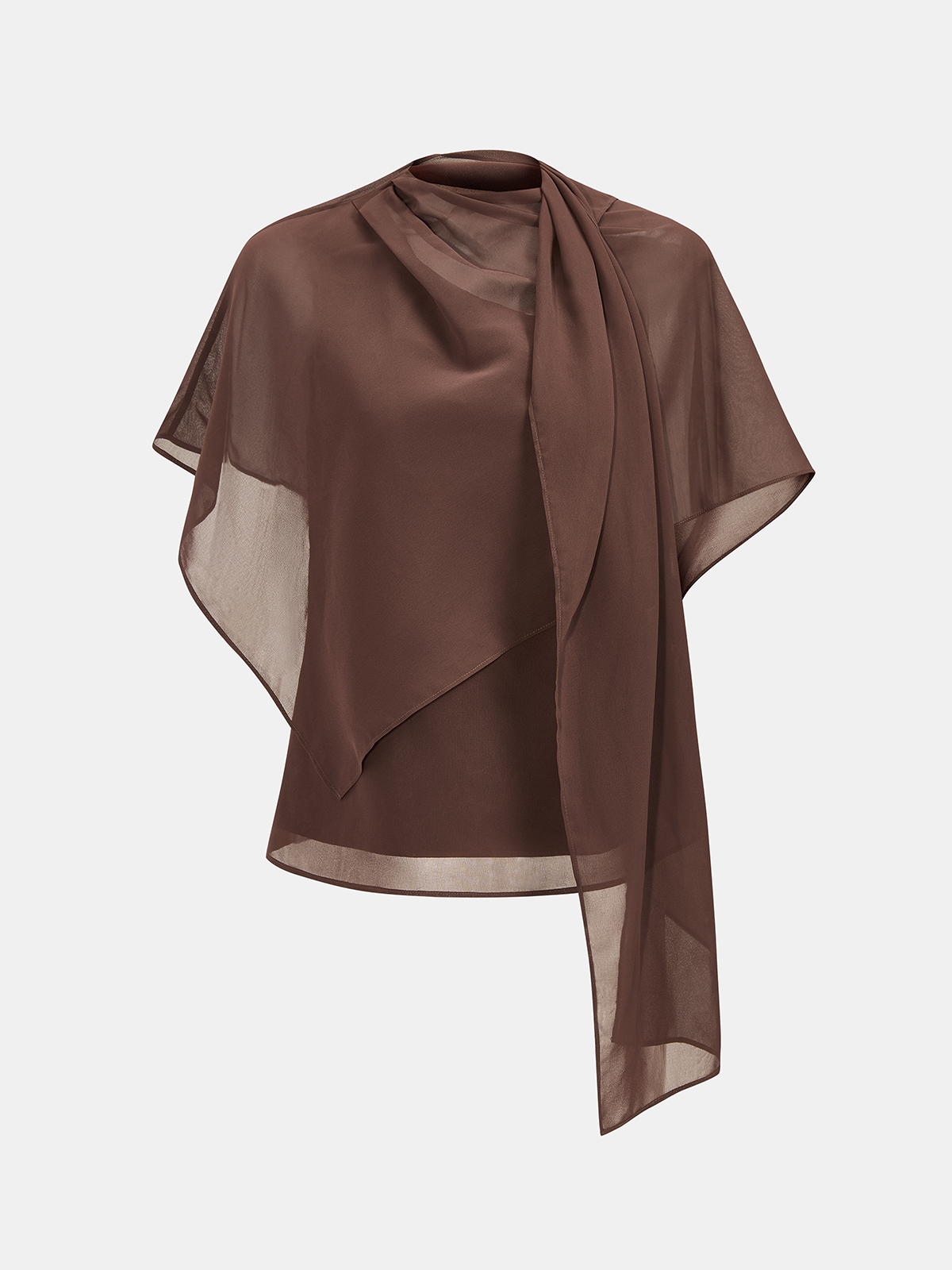 Sheer Scarf Top & One-Shoulder Top Two-Piece Set