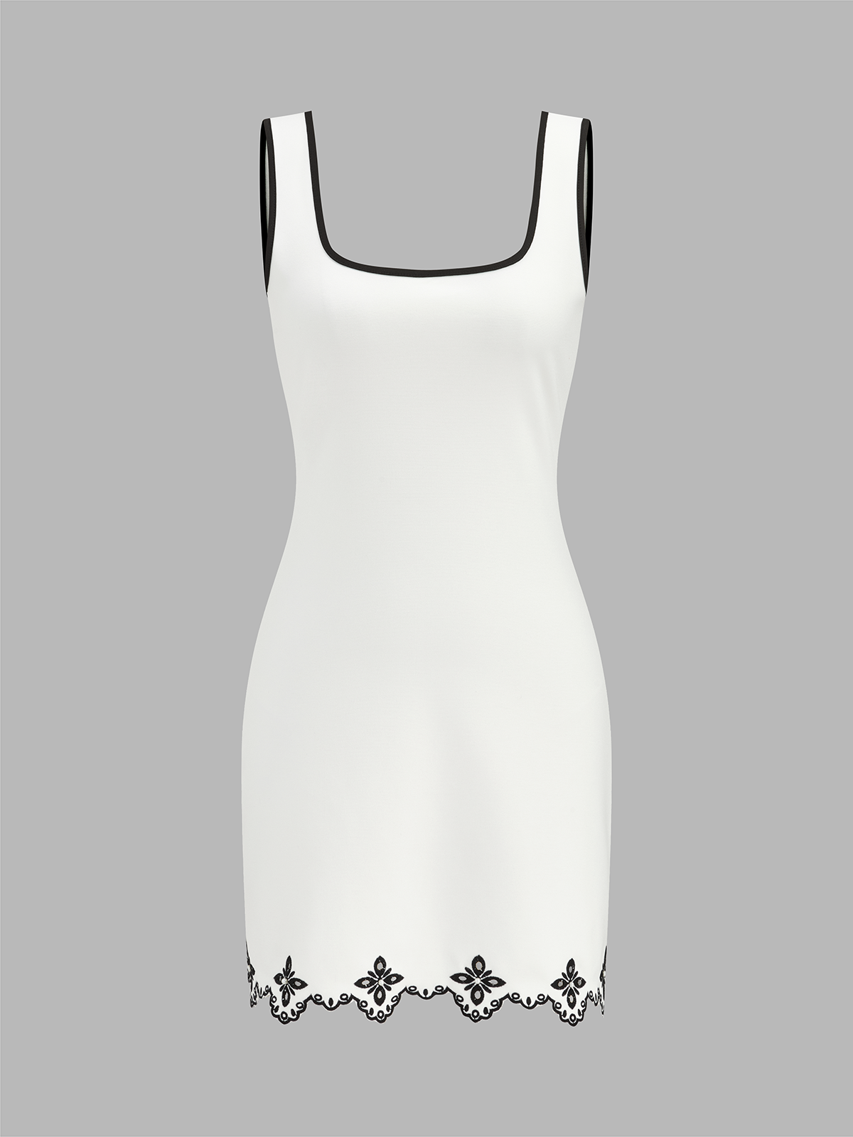 Cotton Blend Sleeveless Embroidered Mini Dress