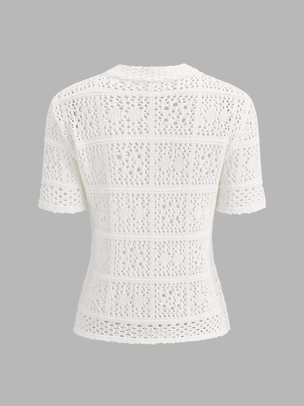 Haut à manches courtes en tricot/crochet avec brandebourg en forme de grenouille