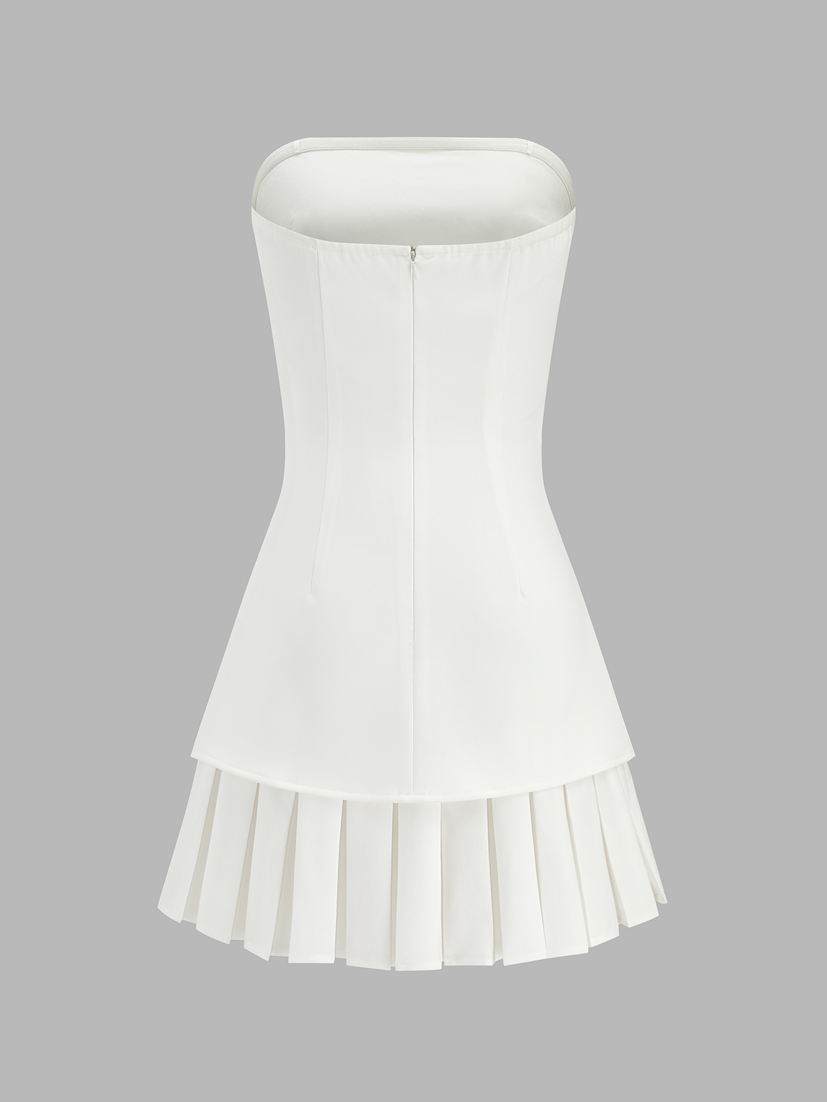Trägerloses, rutschfestes, plissiertes Minikleid