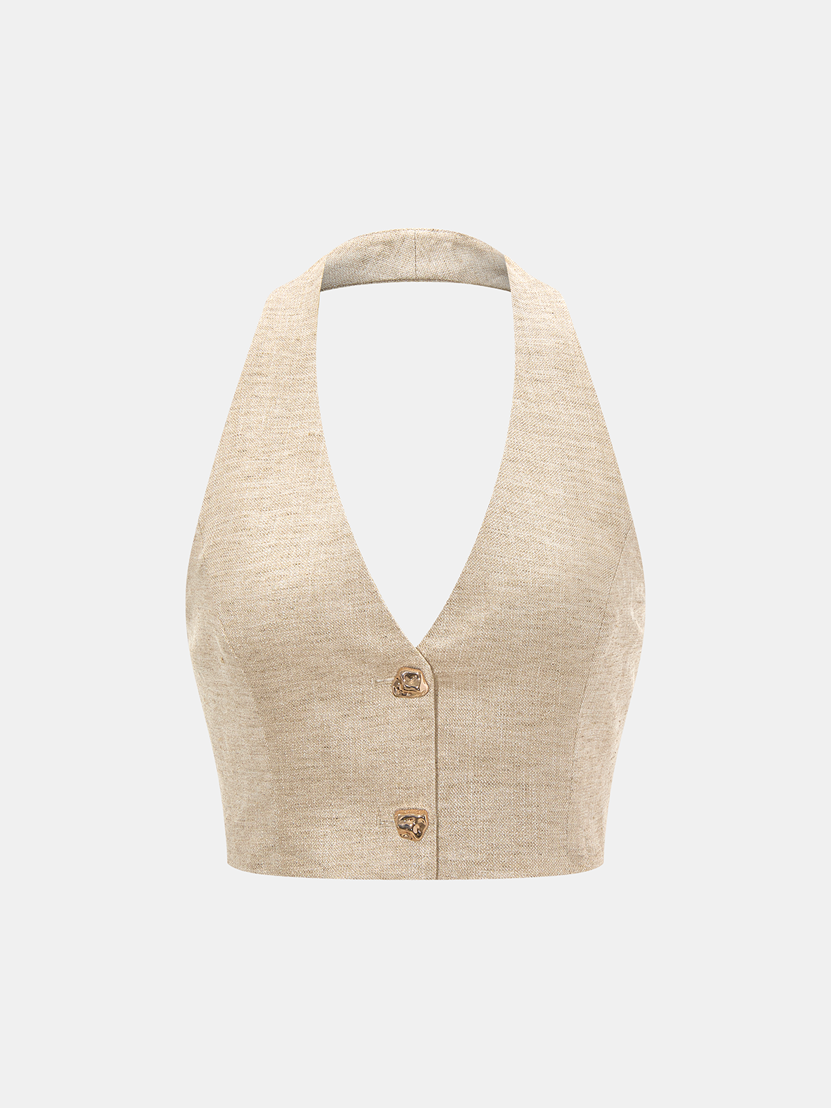Linen Blend Halter Crop Top & Pants Set