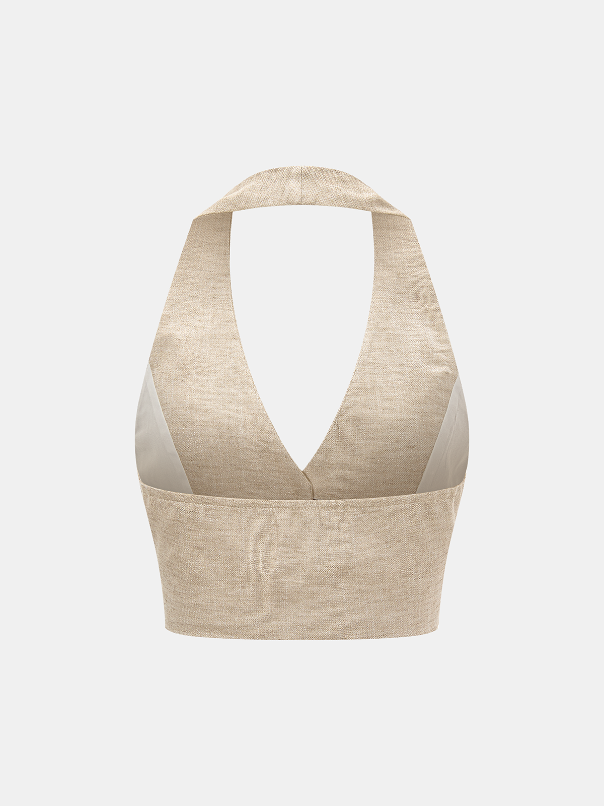 Set aus Neckholder-Crop-Top und Hose aus Leinenmischgewebe