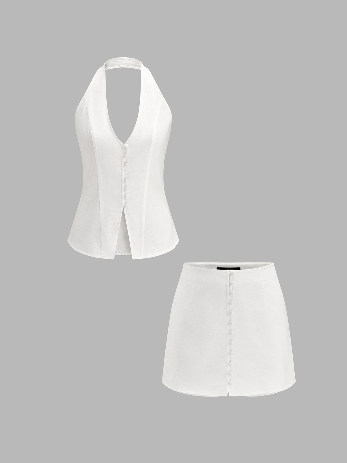 Cotton Linen Halter Top & Mini Skirt Set