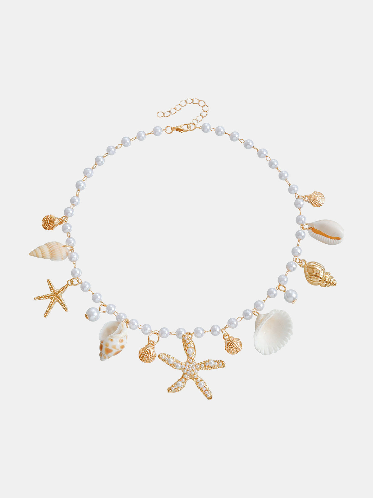 Starfish Shell Pearl Charm Necklace