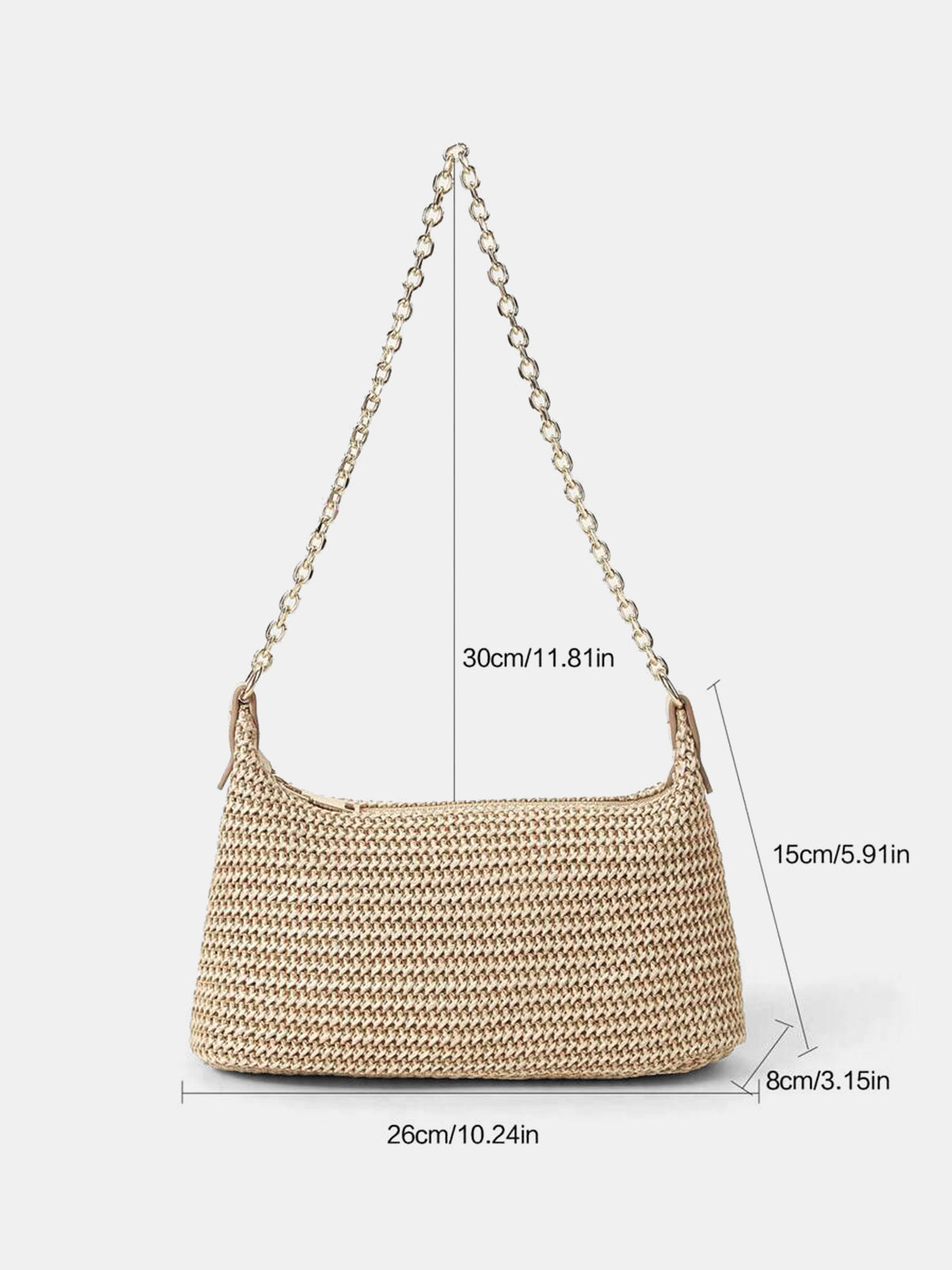 Straw Woven Chain Strap Shoulder Bag