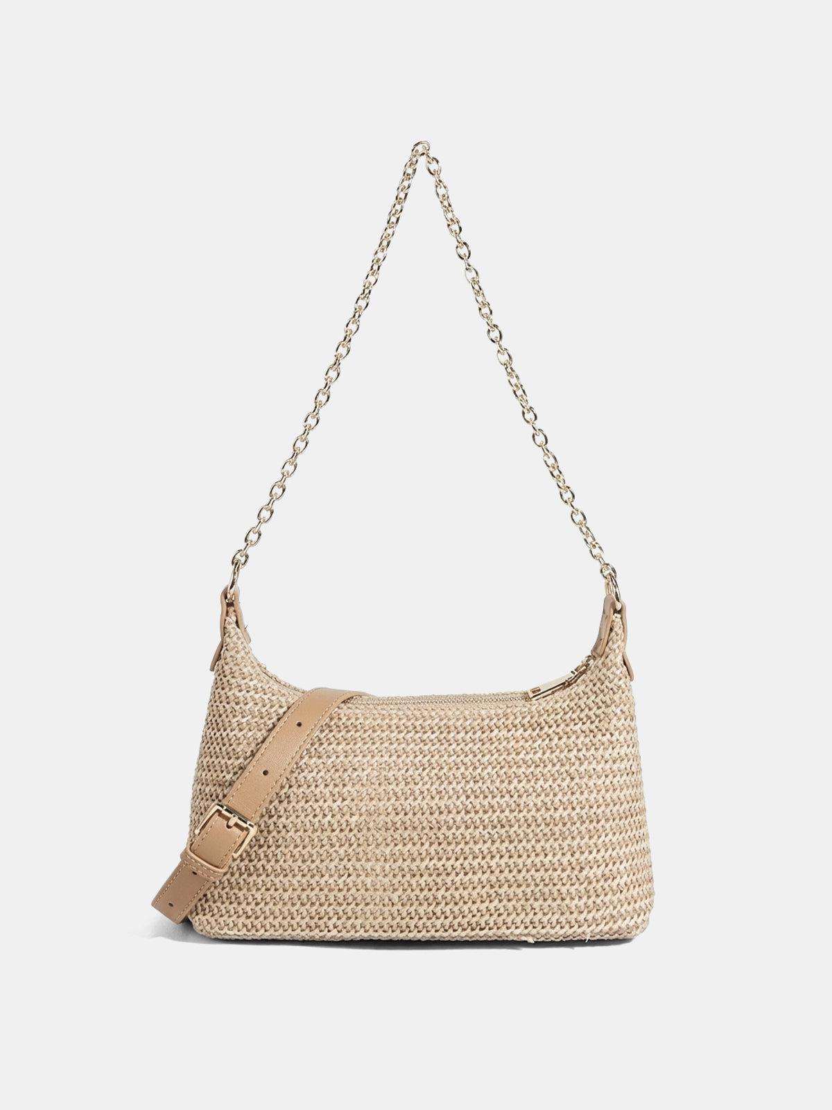 Straw Woven Chain Strap Shoulder Bag