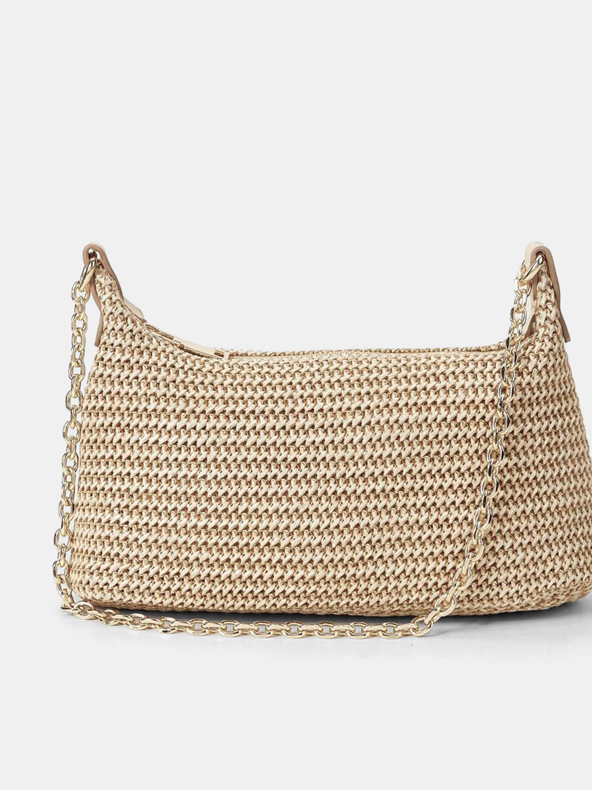 Straw Woven Chain Strap Shoulder Bag