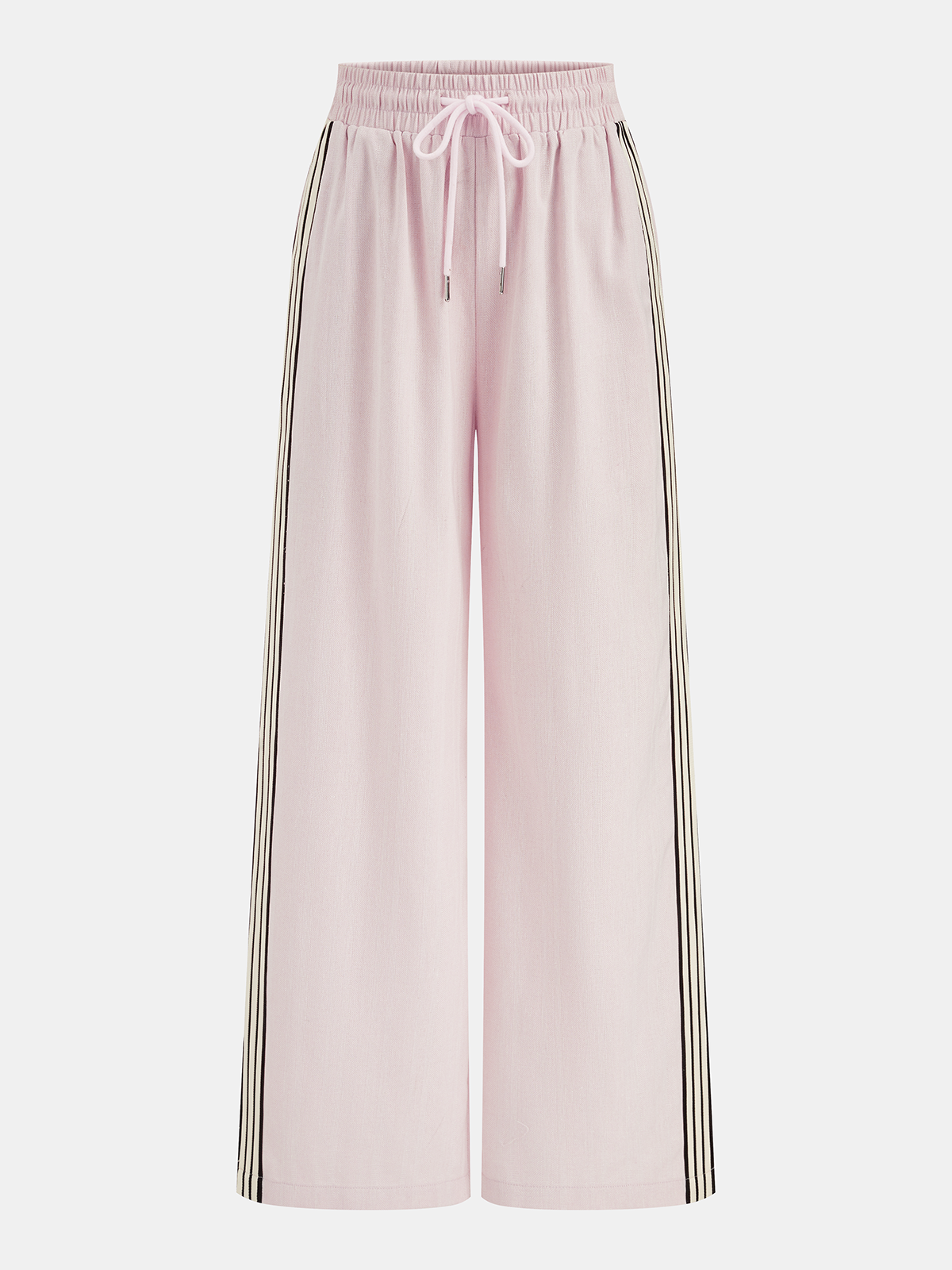 Cotton Linen Striped Split Drawstring Pants