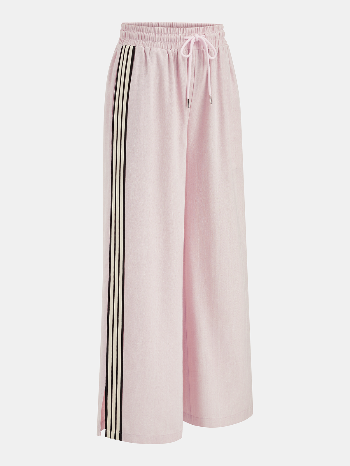 Cotton Linen Striped Split Drawstring Pants
