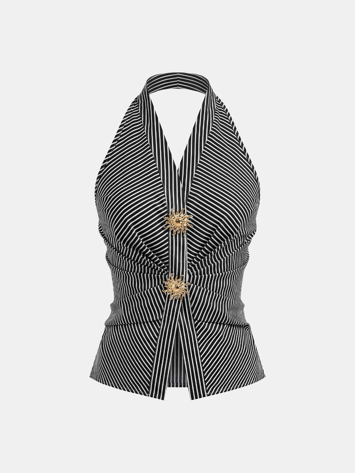 Cotton Blend Striped Halter Top