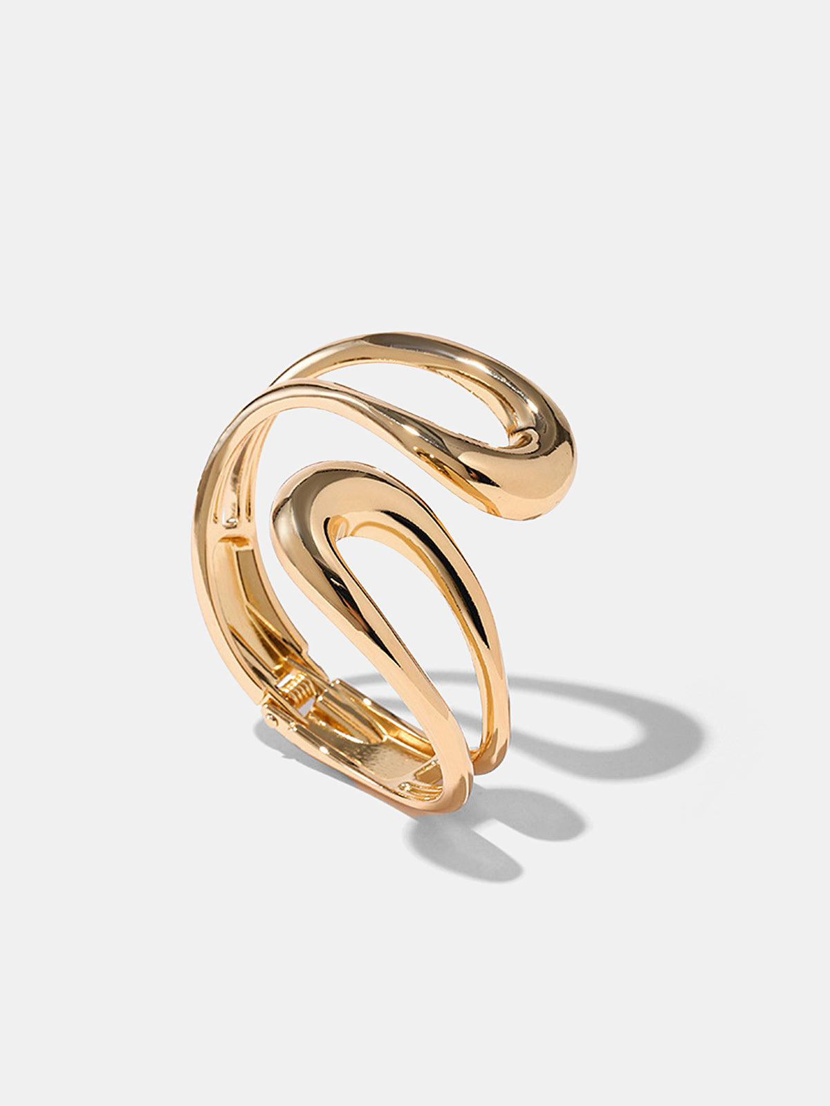 Double Loop Curved Open Cuff Bracelet