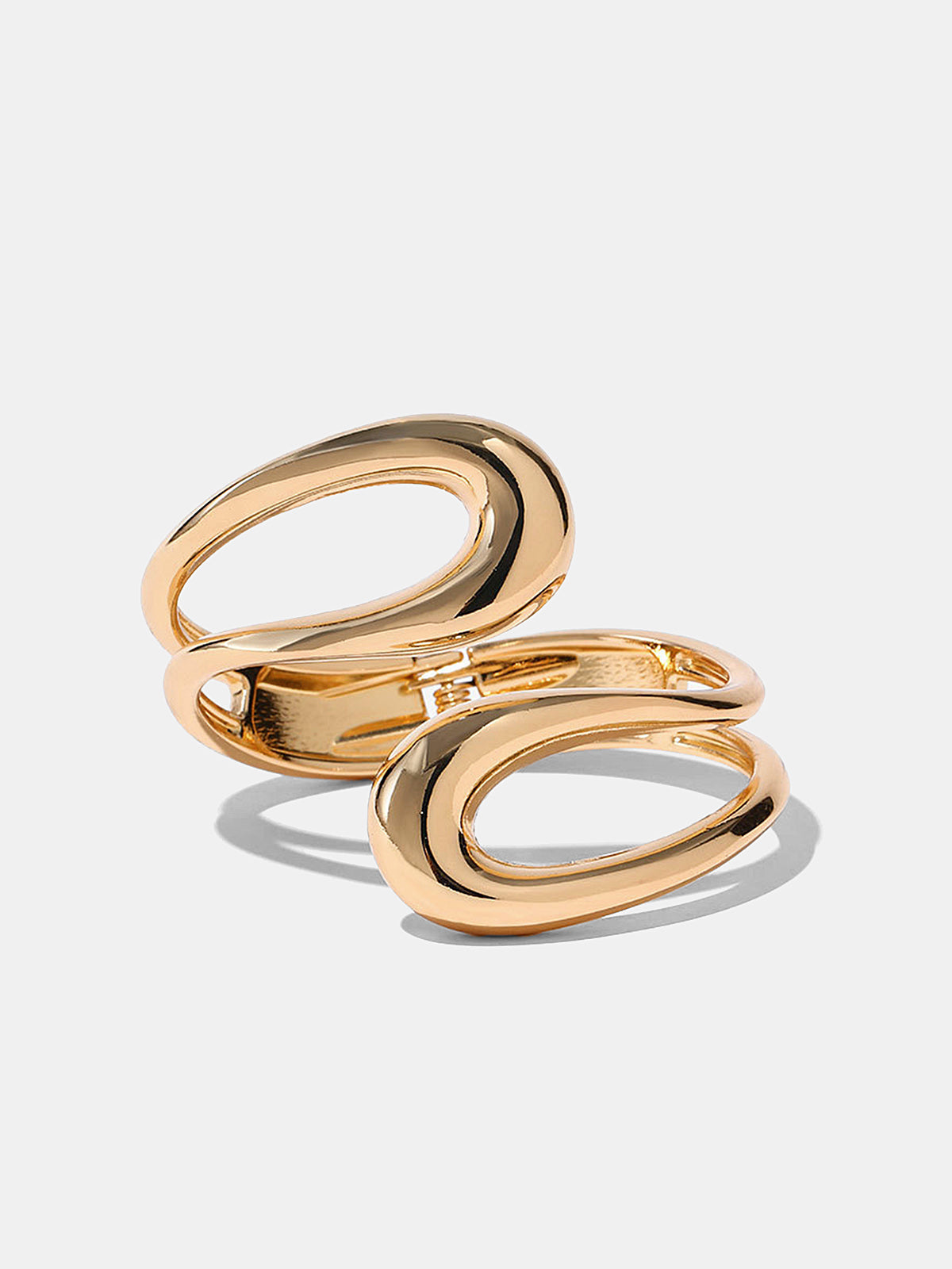 Double Loop Curved Open Cuff Bracelet