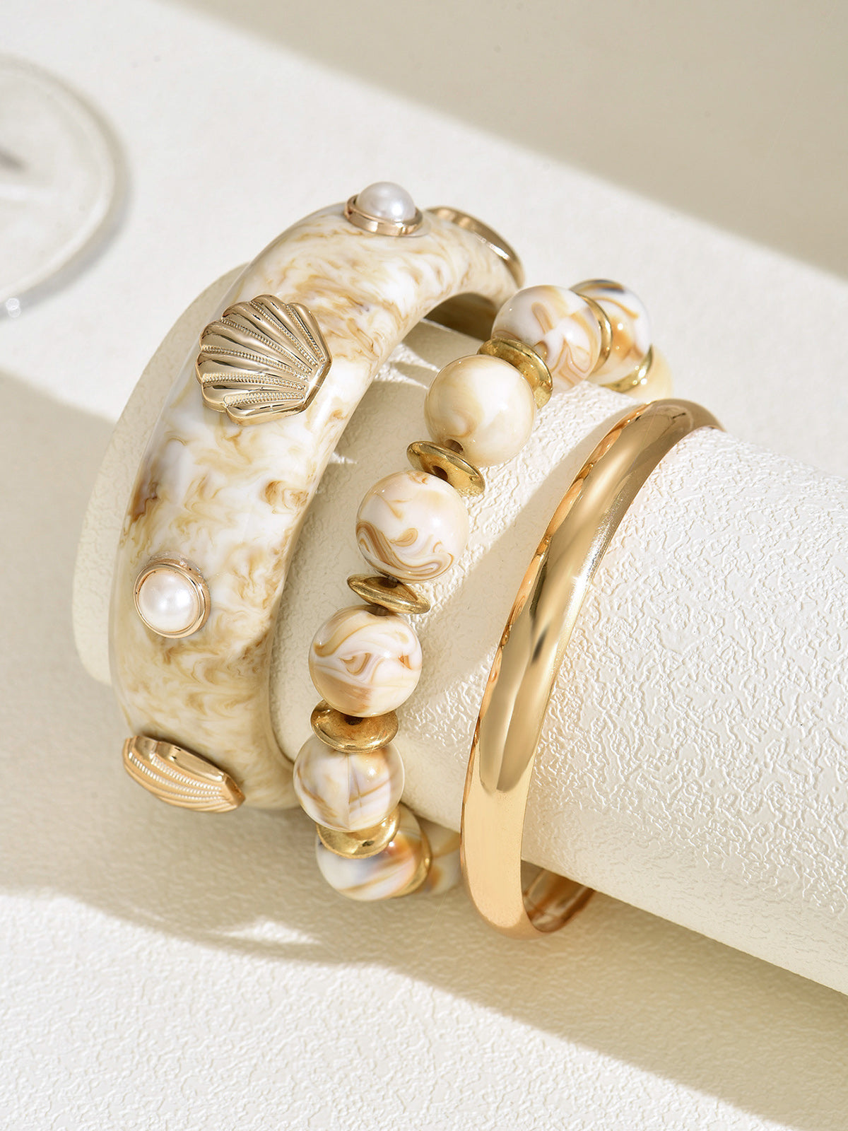 3 Pcs Stackable Shell Bracelet Set