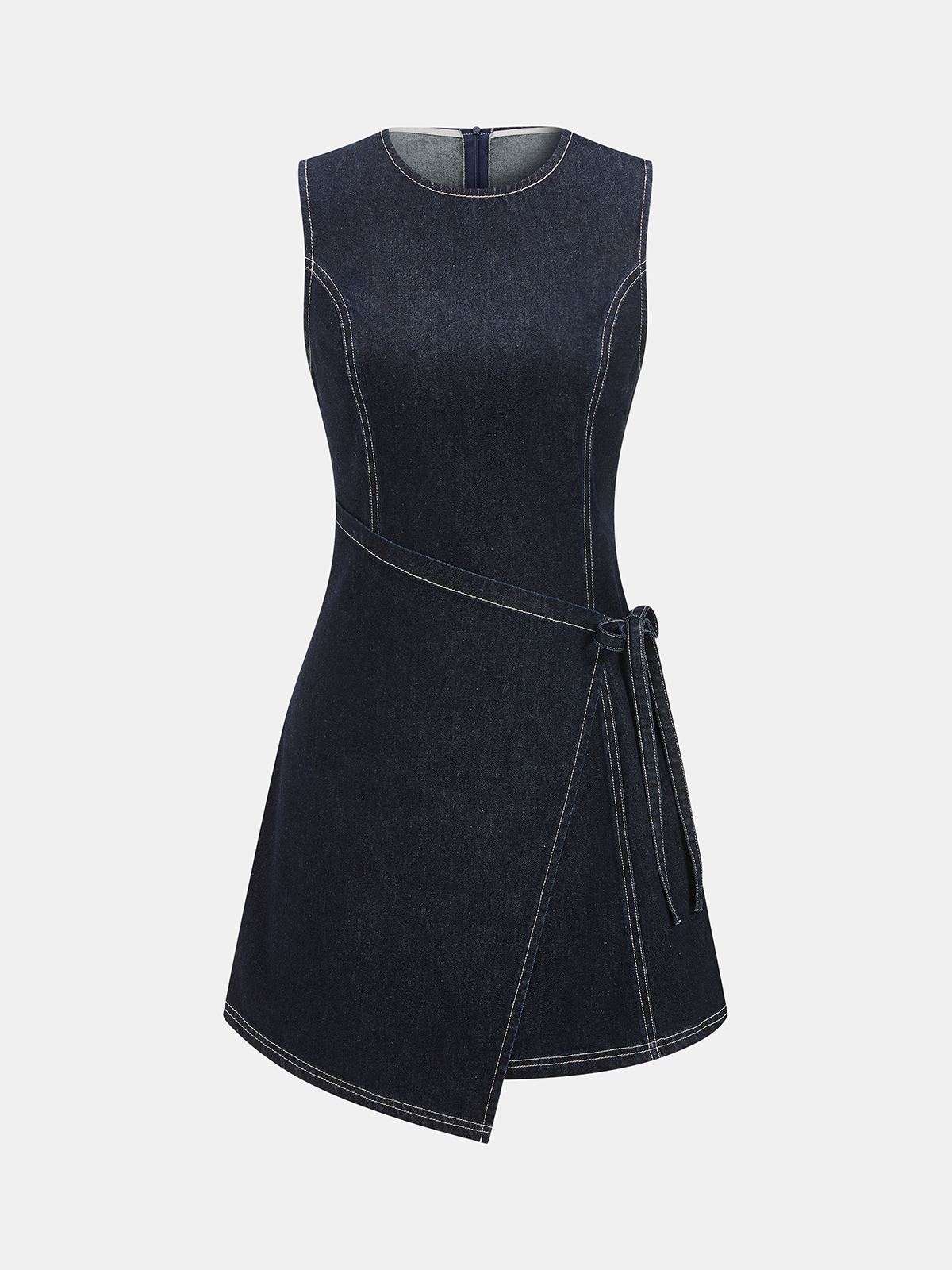 Sleeveless Denim Wrap Mini Dress