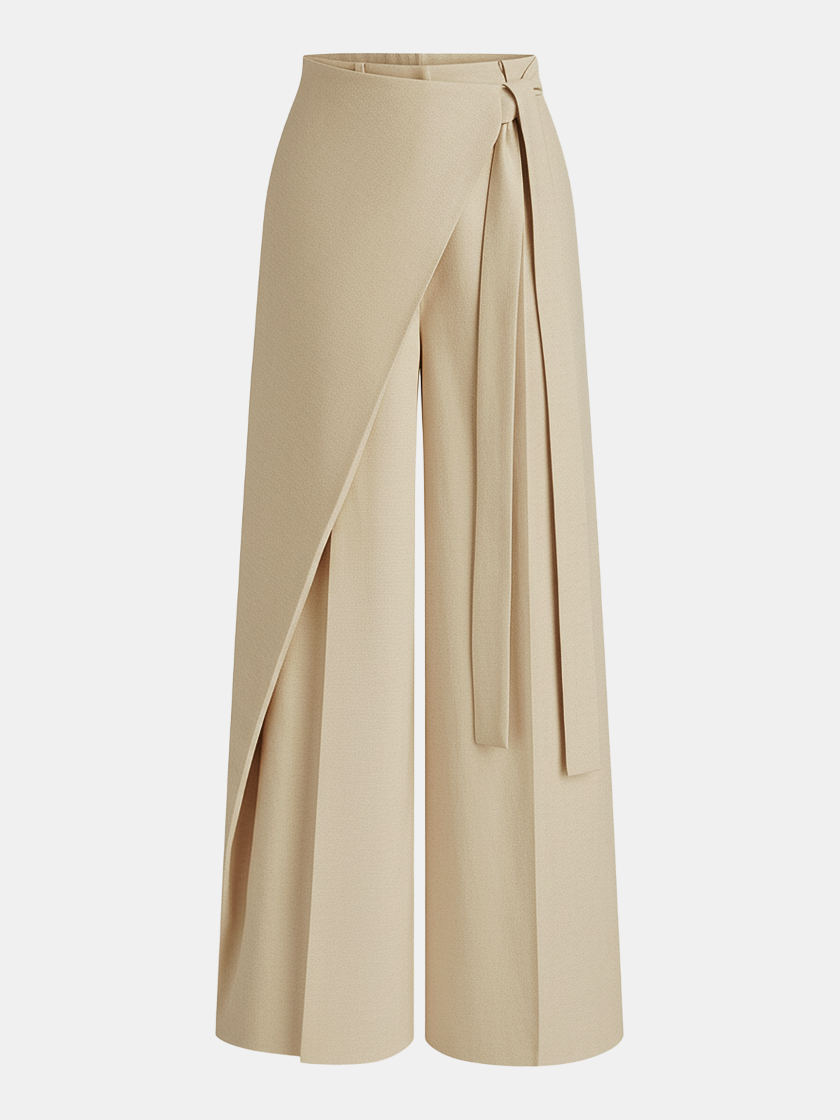 Pantalon large asymétrique cache-cœur à traîne