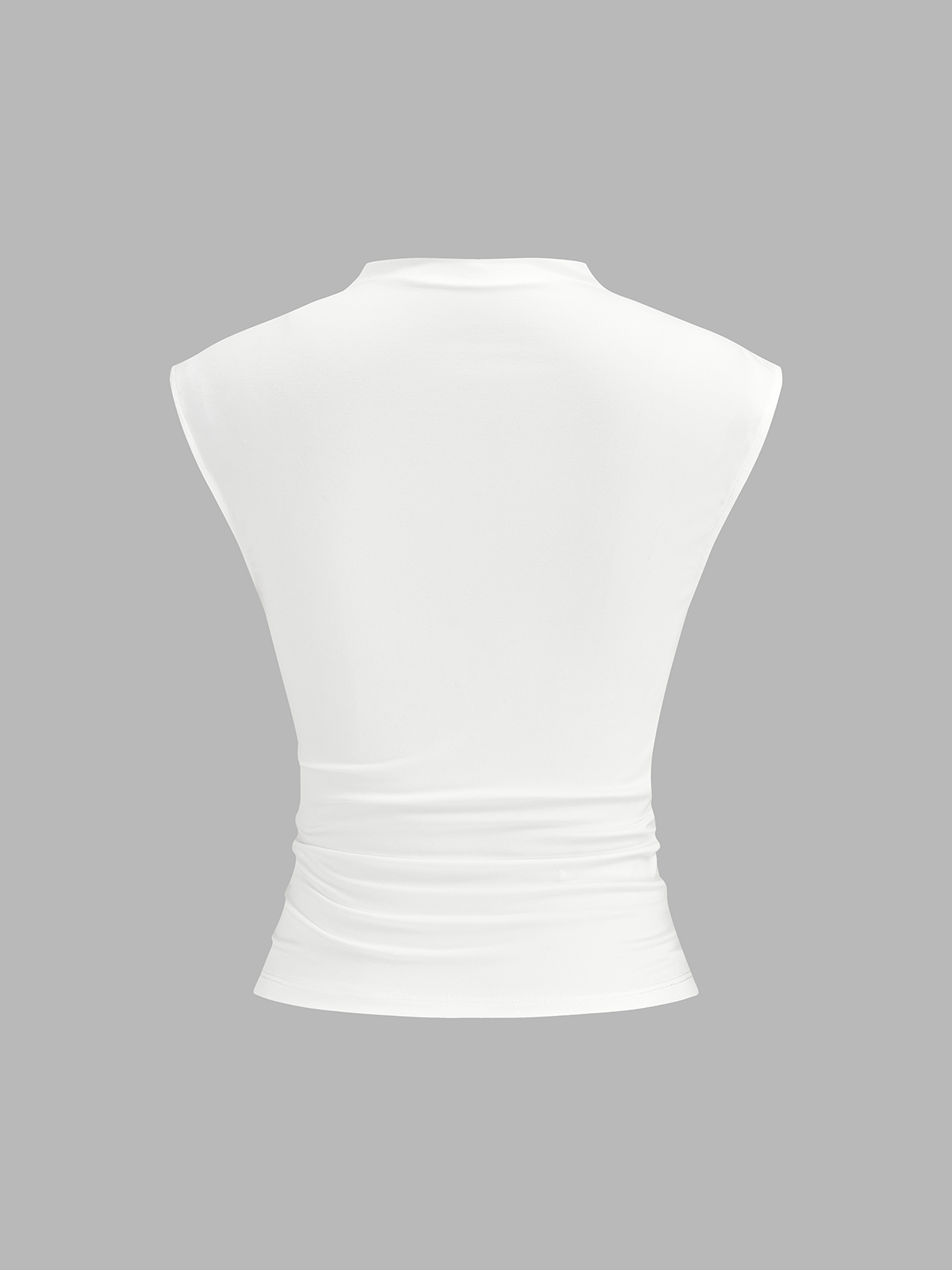 Twisted Ruched Mock Neck Sleeveless Top