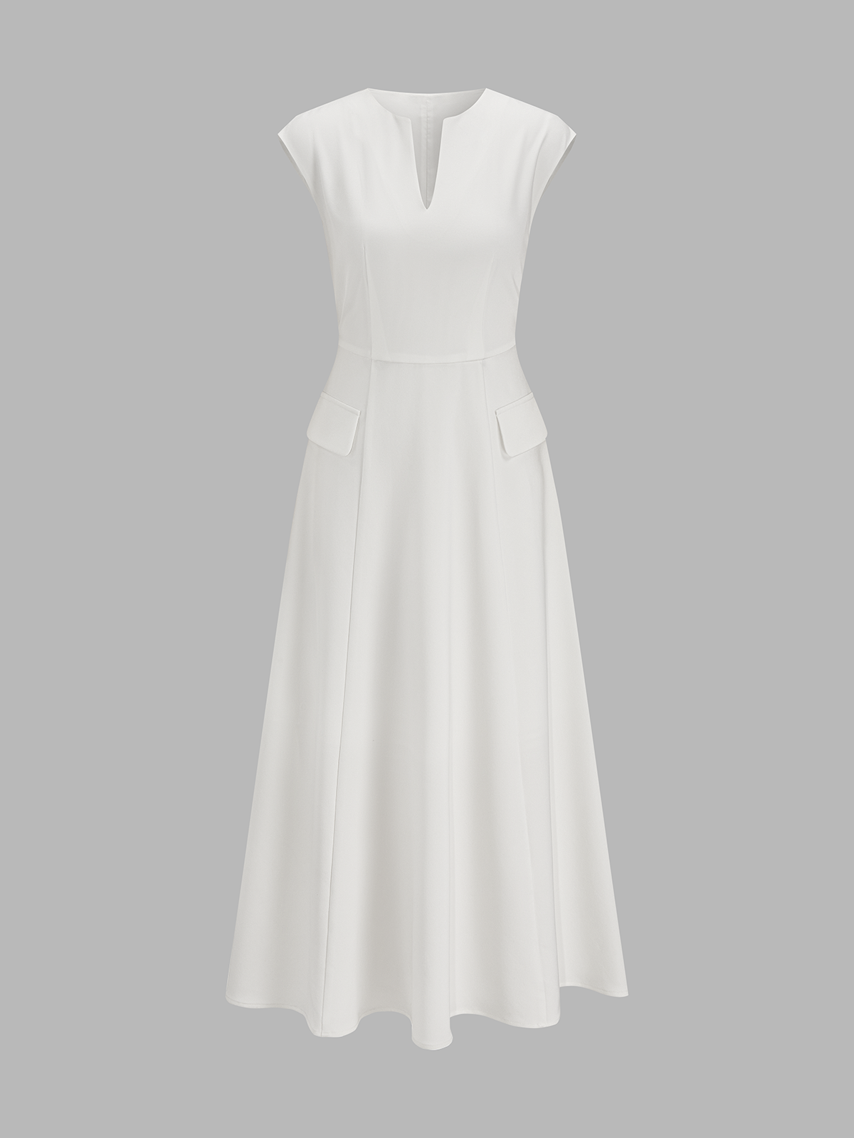 Robe midi à col en V et manches courtes