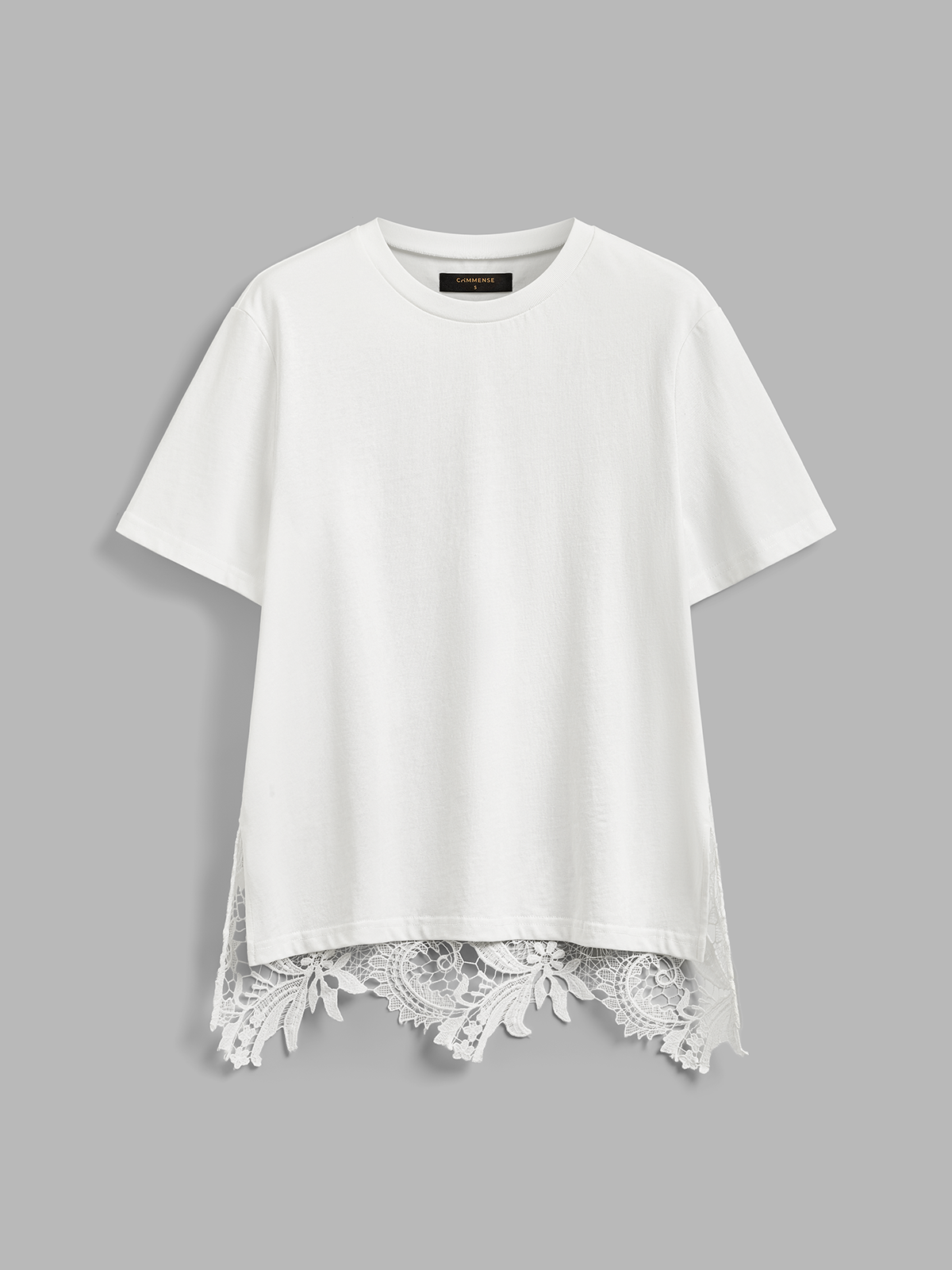 Lace-Back Cotton Short Sleeve Top