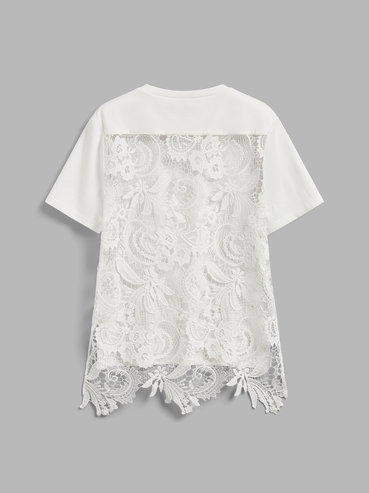 Lace-Back Cotton Short Sleeve Top