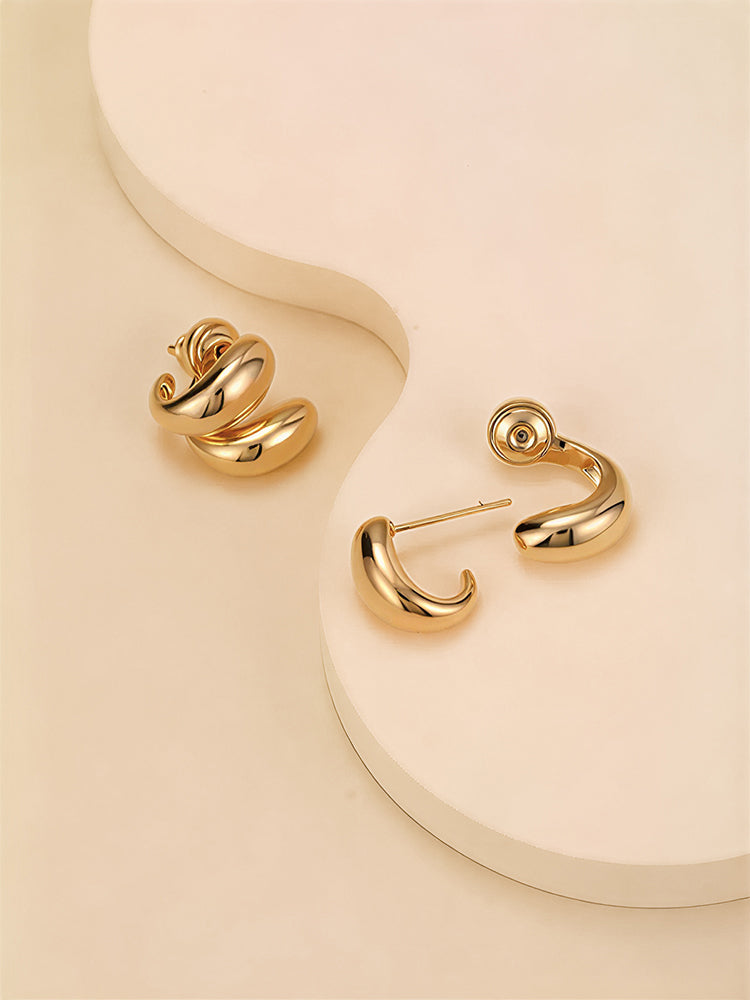 Boucles d'oreilles clous haricot irrégulier minimalistes