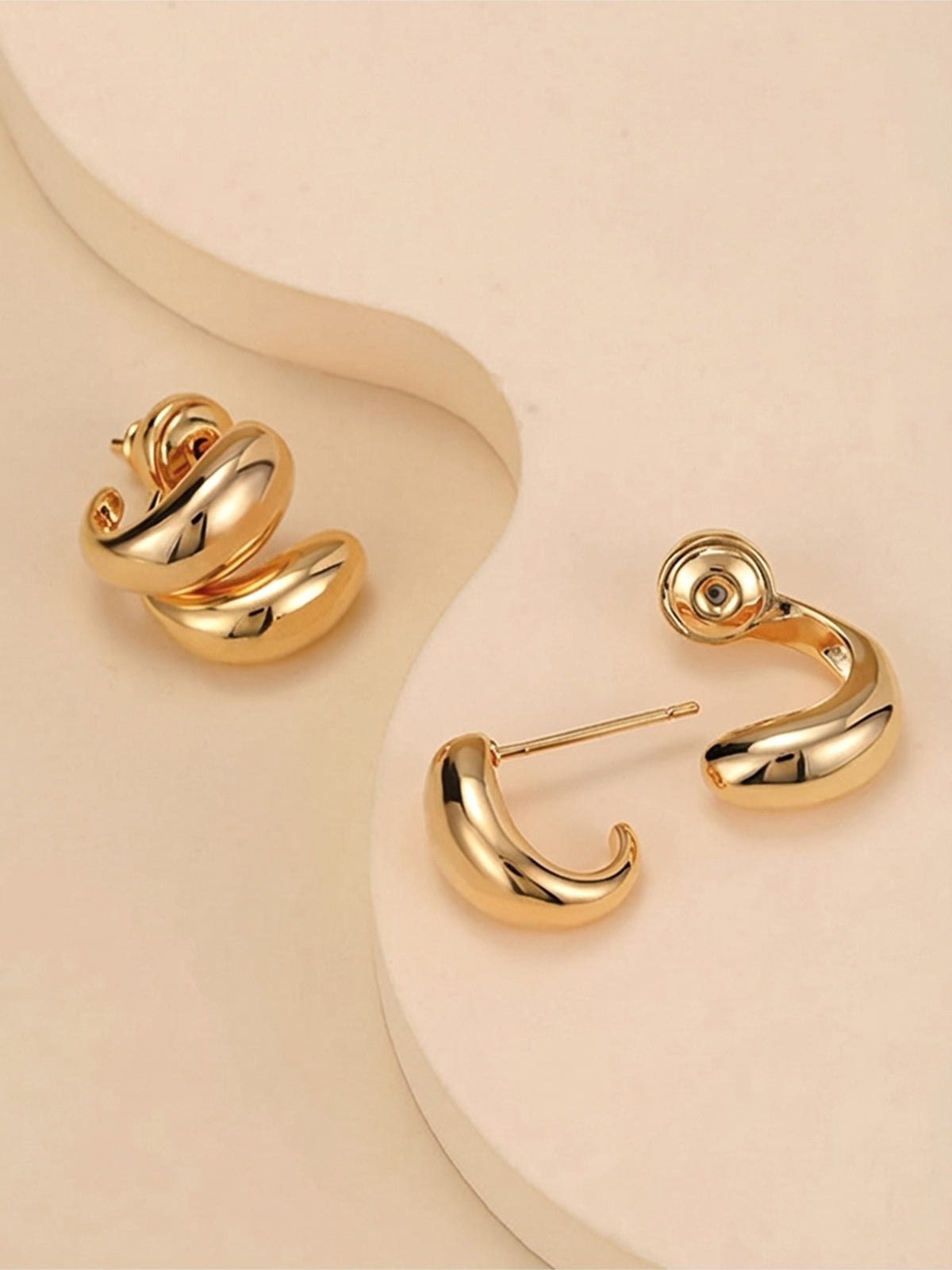 Boucles d'oreilles clous haricot irrégulier minimalistes