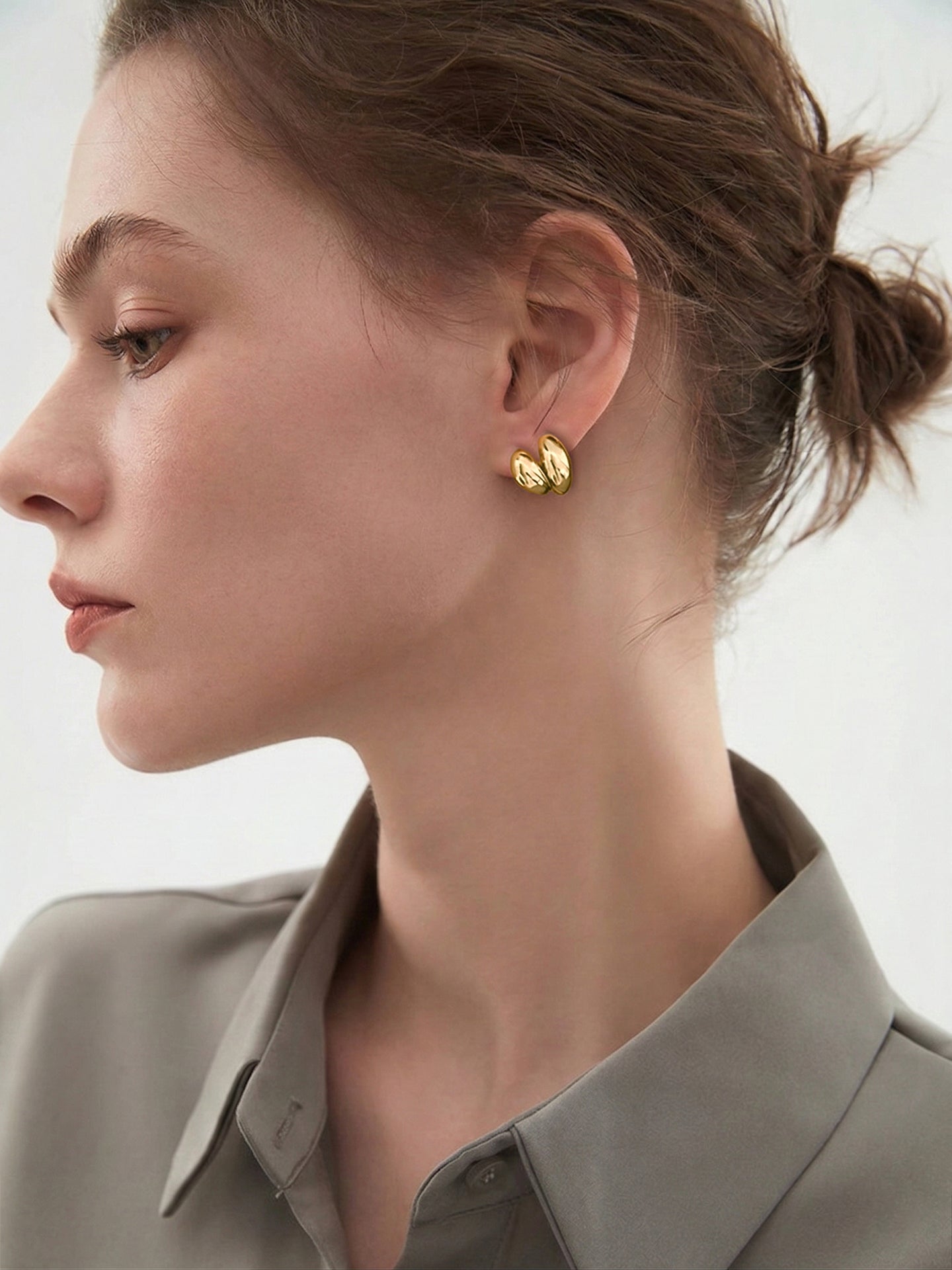Boucles d'oreilles clous haricot irrégulier minimalistes