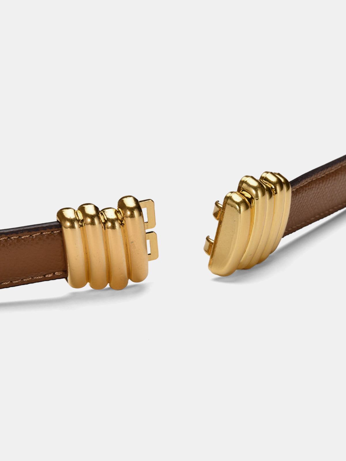 Cylindrical Buckle Leather Thin Belt