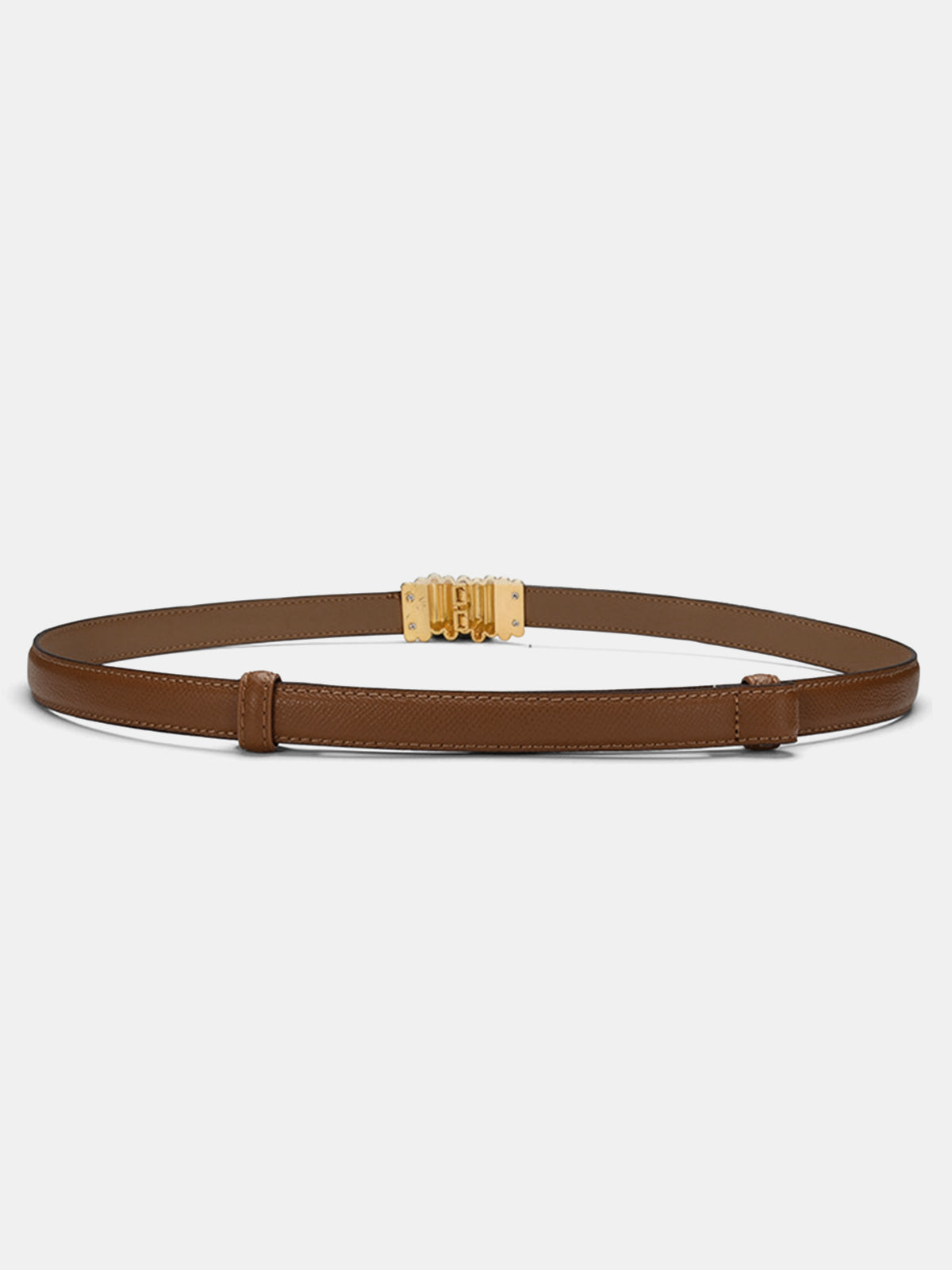 Cylindrical Buckle Leather Thin Belt