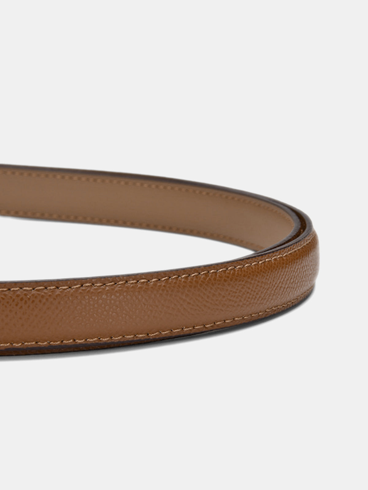 Cylindrical Buckle Leather Thin Belt