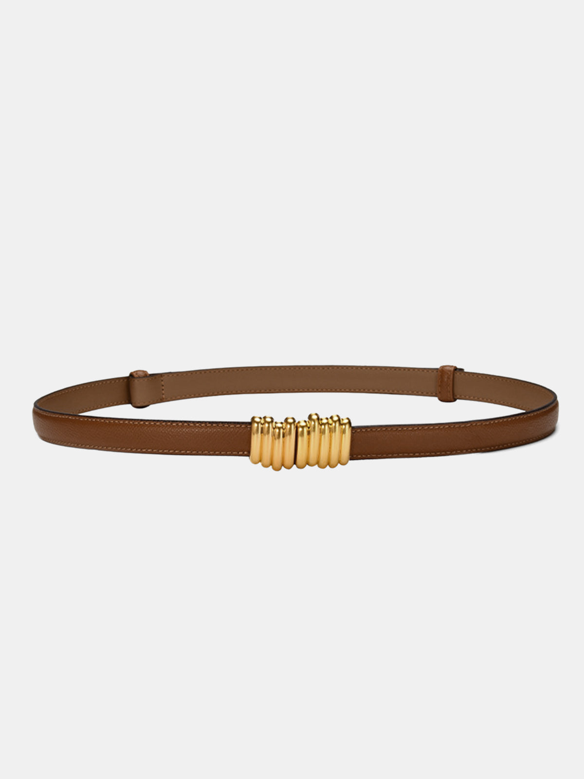 Cylindrical Buckle Leather Thin Belt