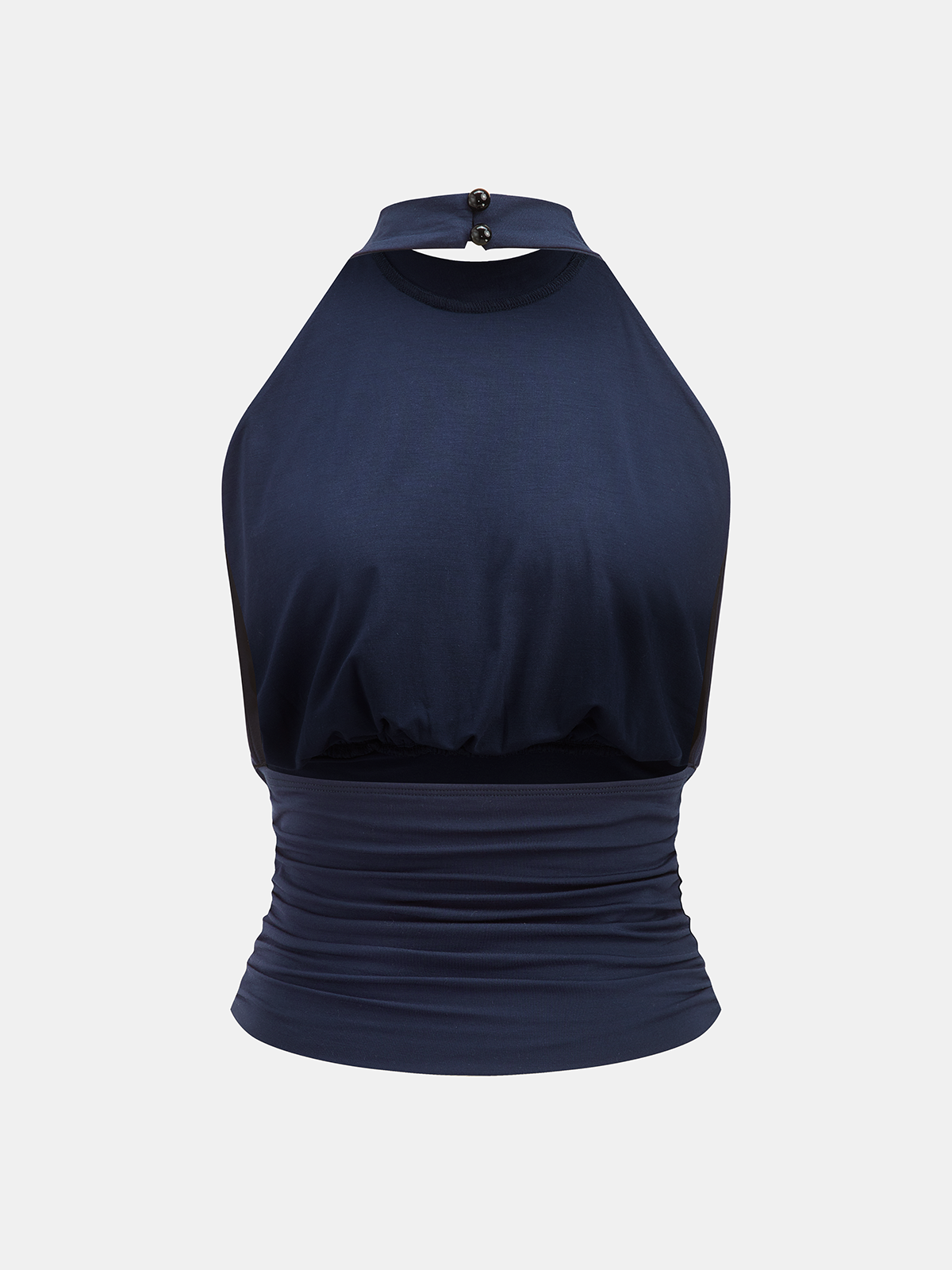 Pearl Embellished Ruched Halter Tank Top