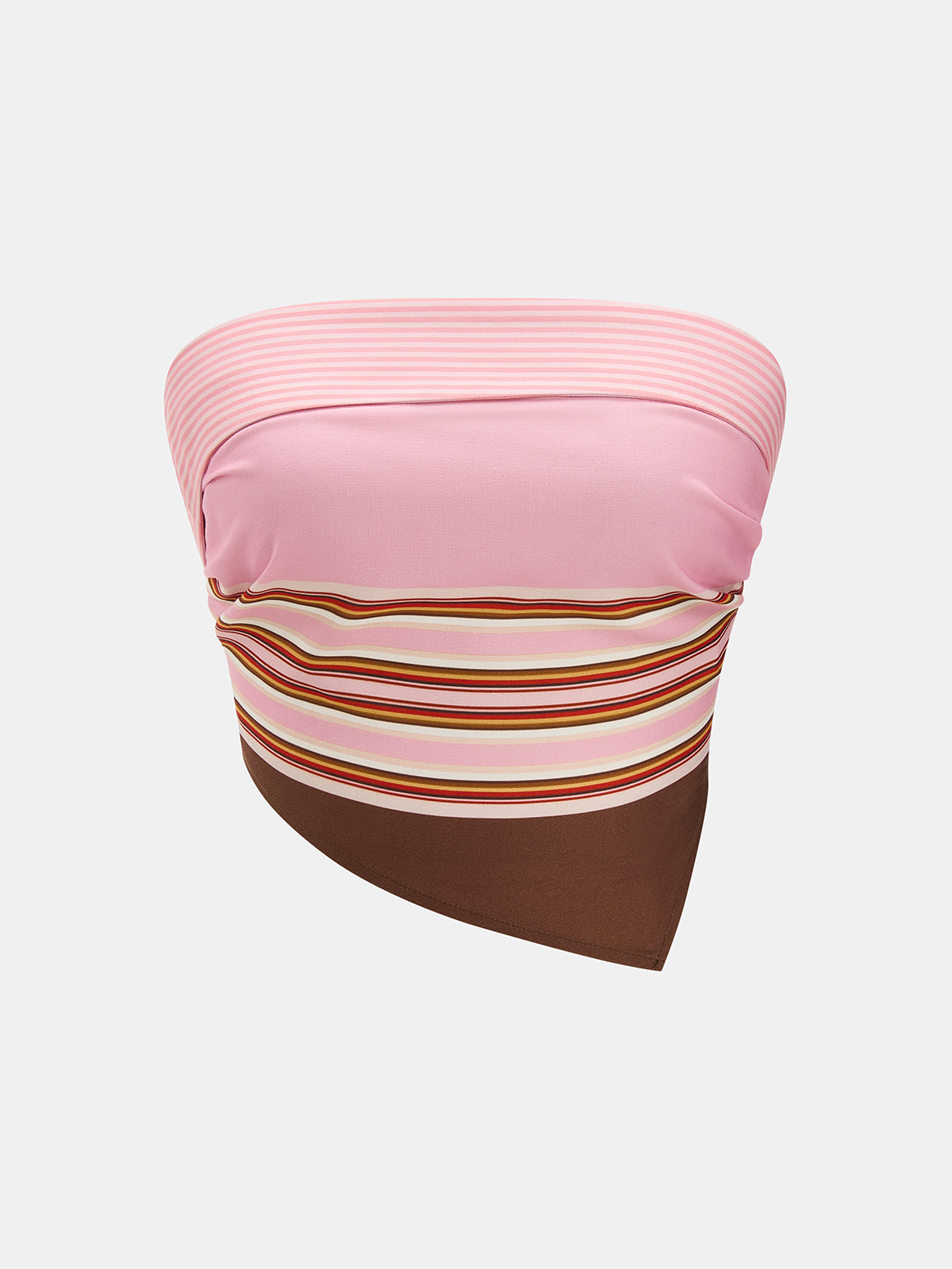 Striped Strapless Asymmetric Top & Skirt Set